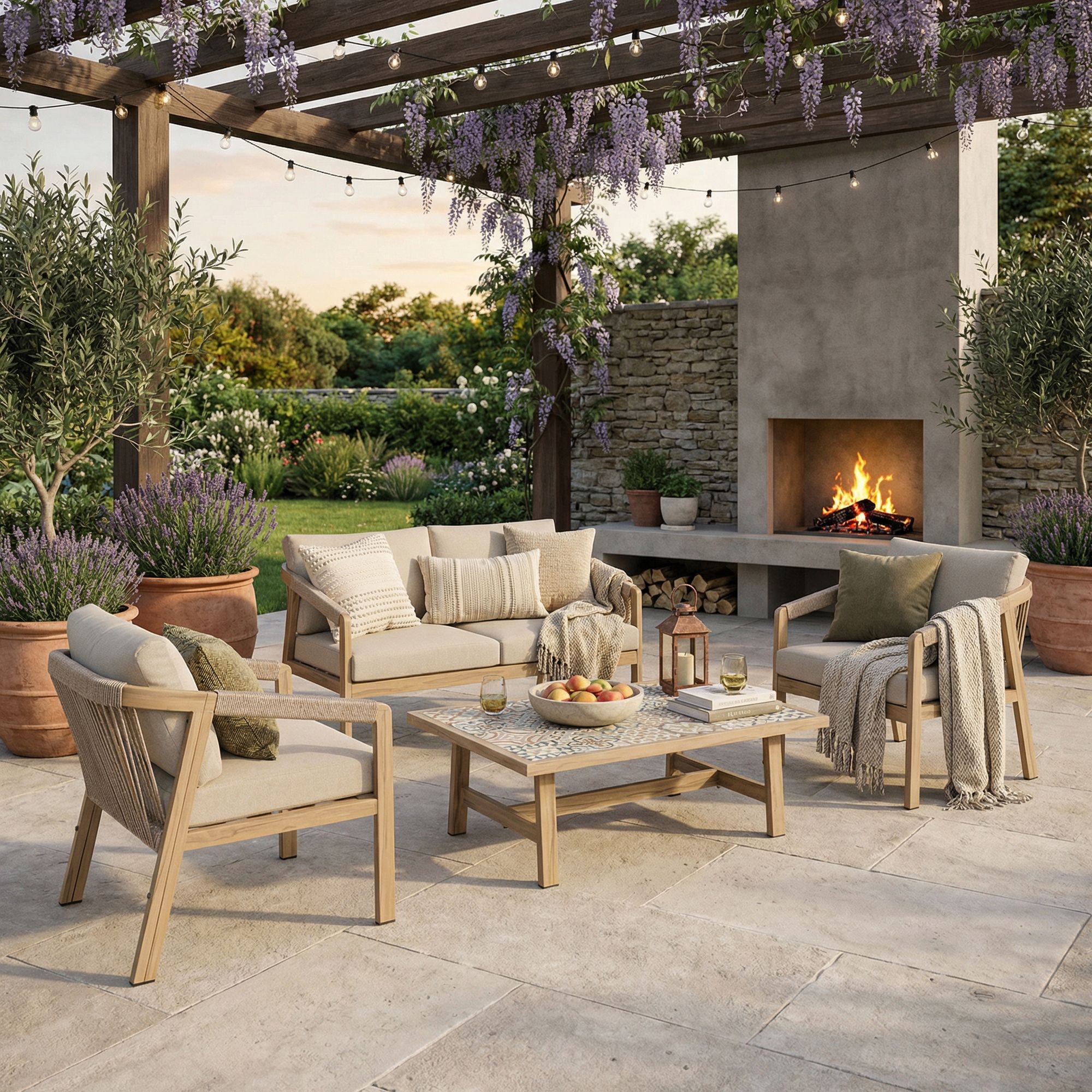 Outdoor Sitzgruppe Kalimera Desert aus Aluminium in Holzoptik | Bizzotto bei STUFF Shop kaufen