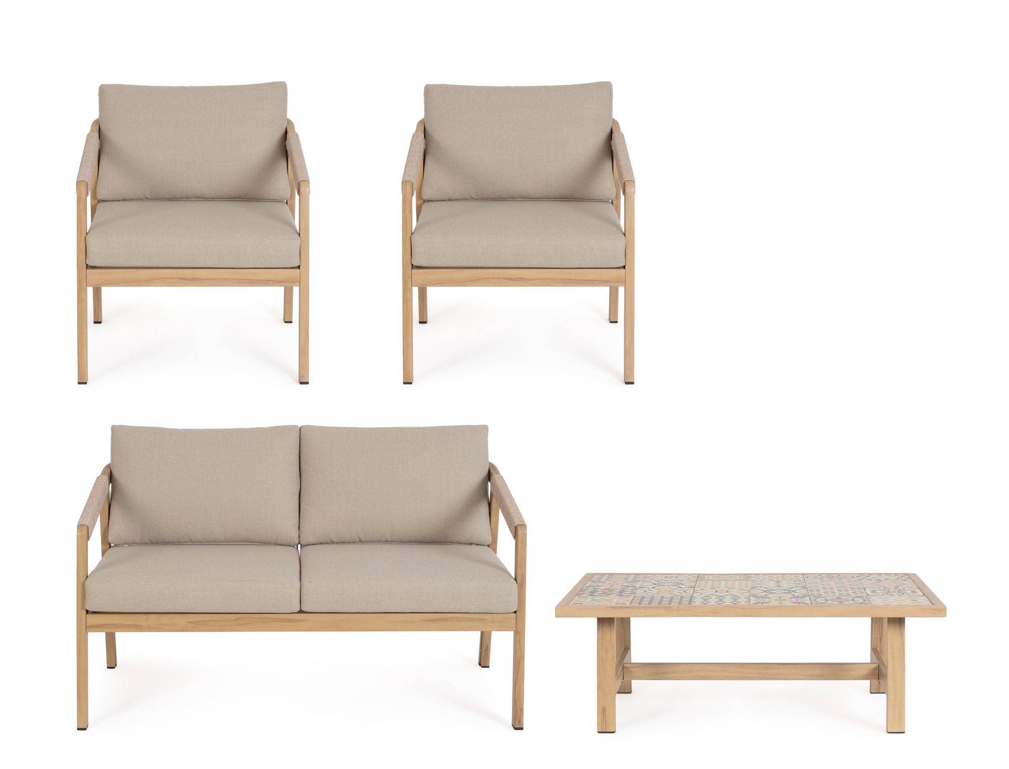 Outdoor Sitzgruppe Kalimera Desert aus Aluminium in Holzoptik | Bizzotto bei STUFF Shop kaufen