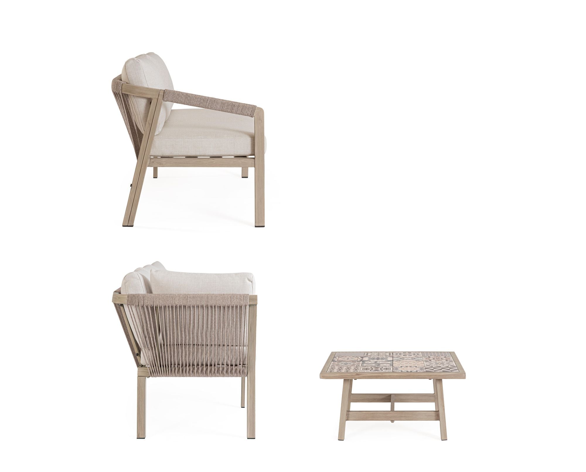 Outdoor Eck-Sitzgruppe Kalimera Timber aus Aluminium in Holzoptik | Bizzotto bei STUFF Shop kaufen