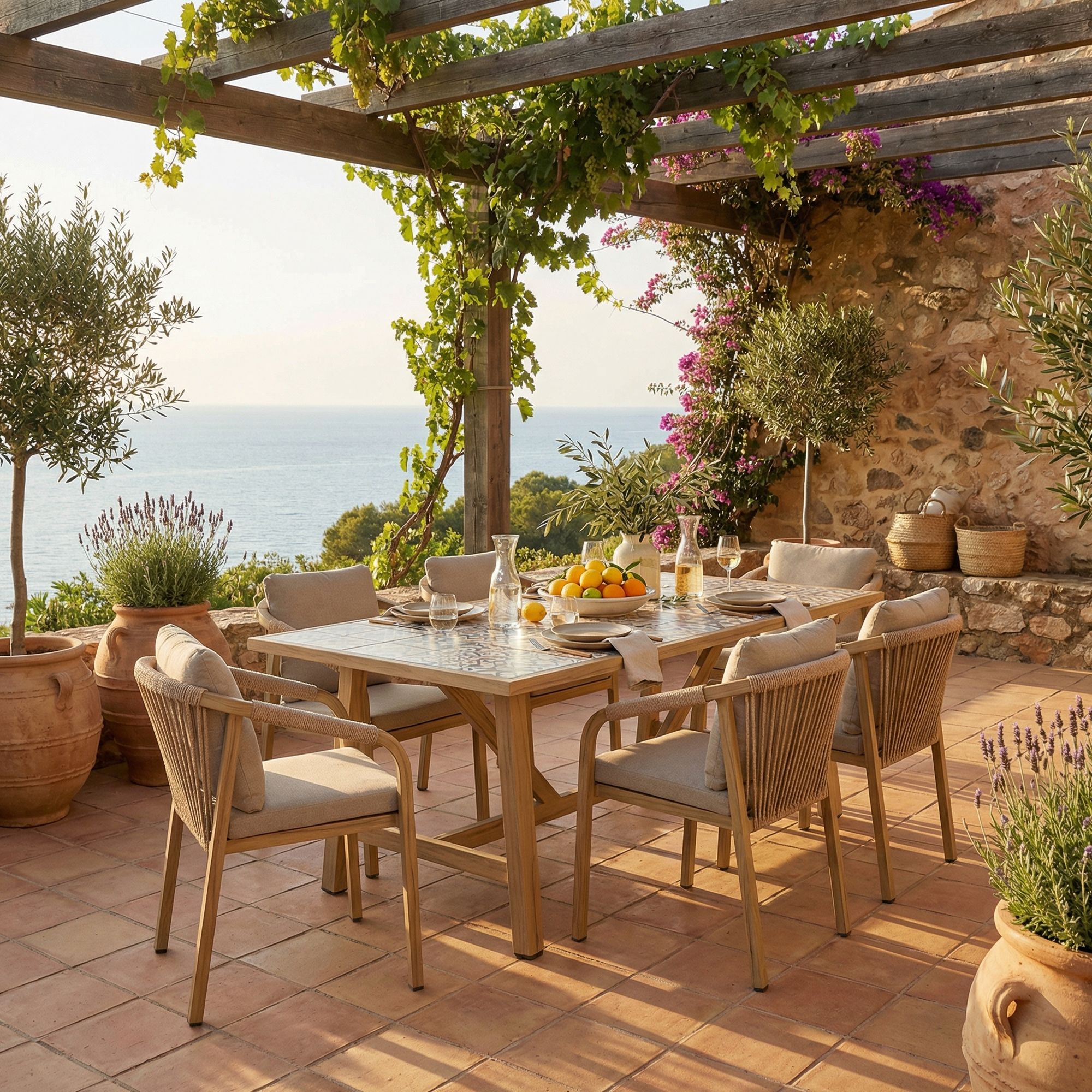 Outdoor-Esstisch Kalimera Desert aus Aluminium auf einer italienischen Terrasse | Bizzotto bei STUFF Shop kaufen