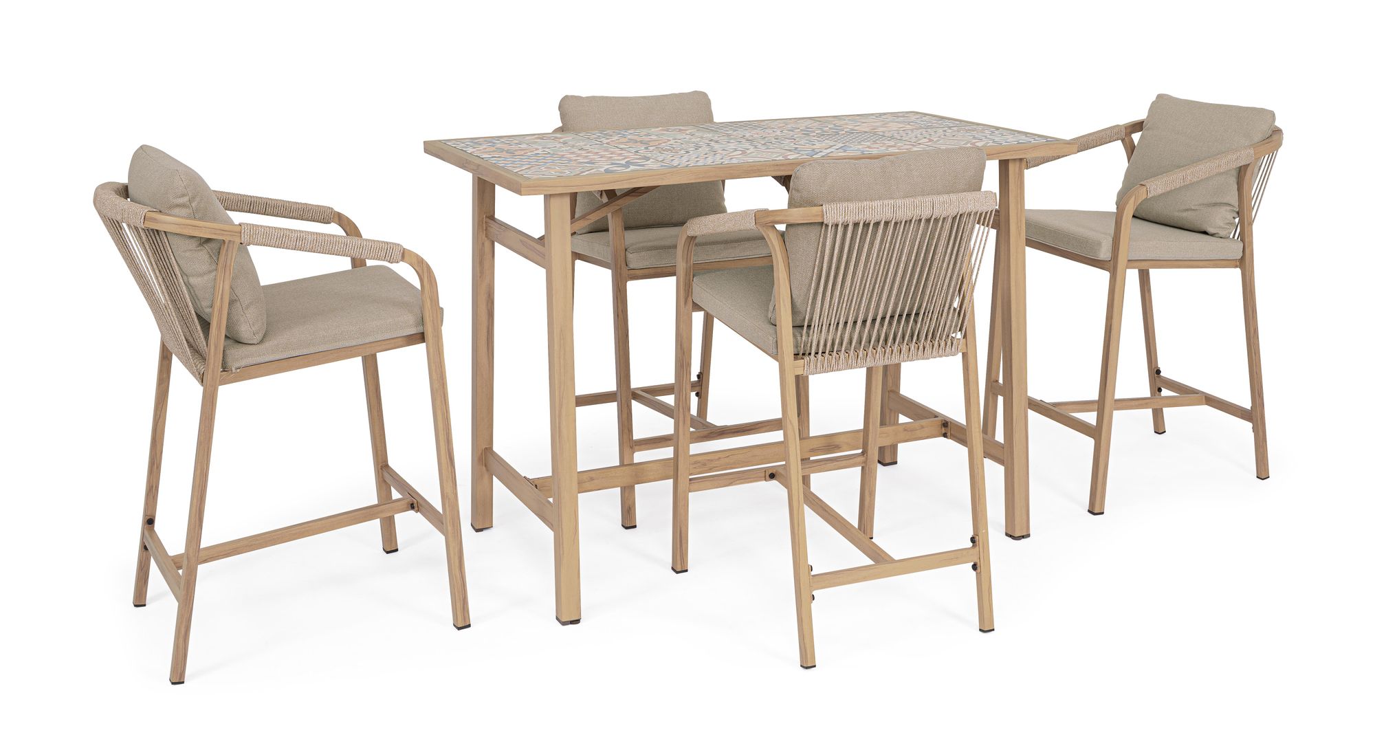 Outdoor-Bartisch Kalimera Desert mit 4 Barhockern aus Aluminium | Bizzotto bei STUFF Shop kaufen