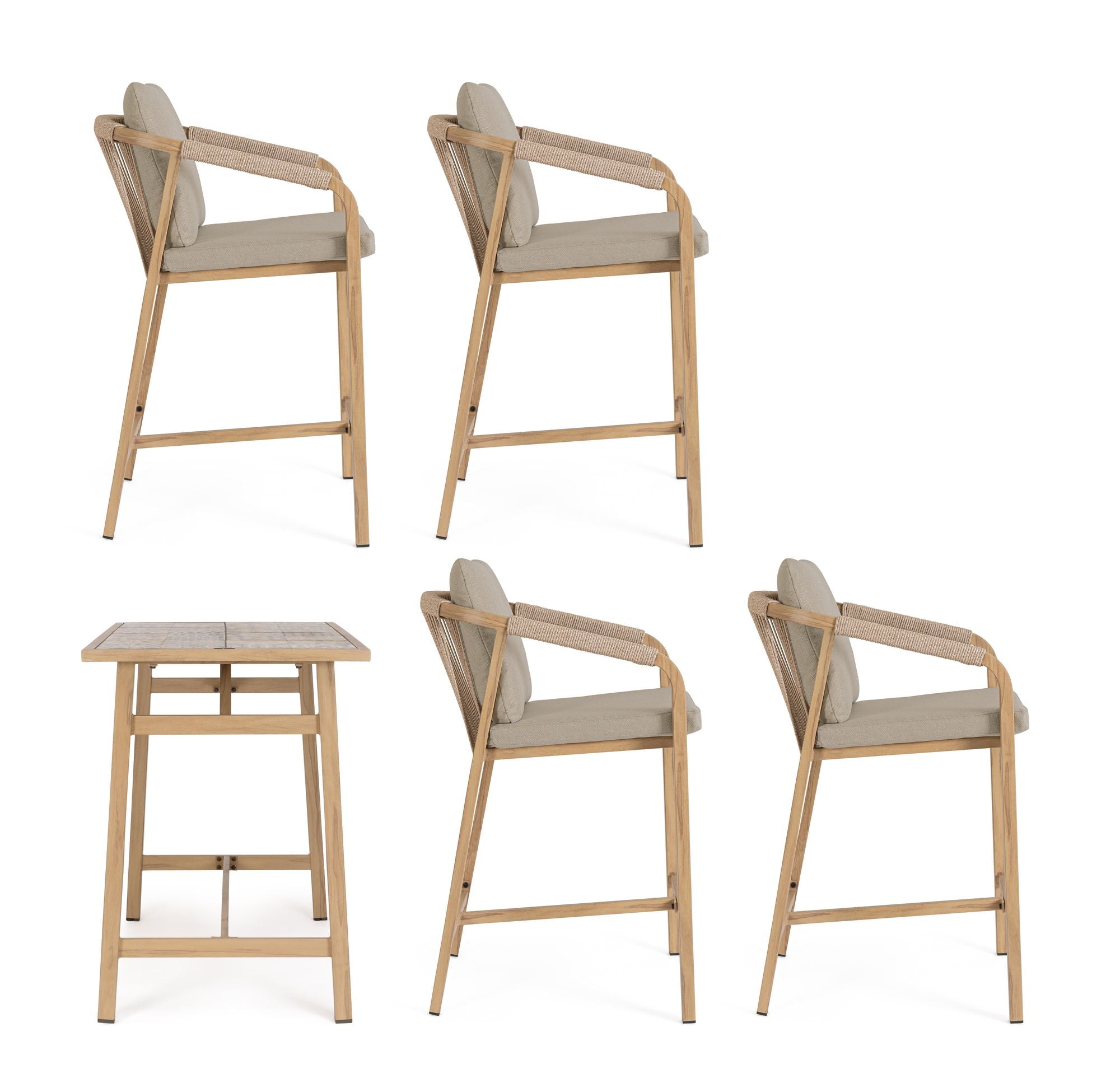 Outdoor-Bartisch Kalimera Desert mit 4 Barhockern aus Aluminium | Bizzotto bei STUFF Shop kaufen