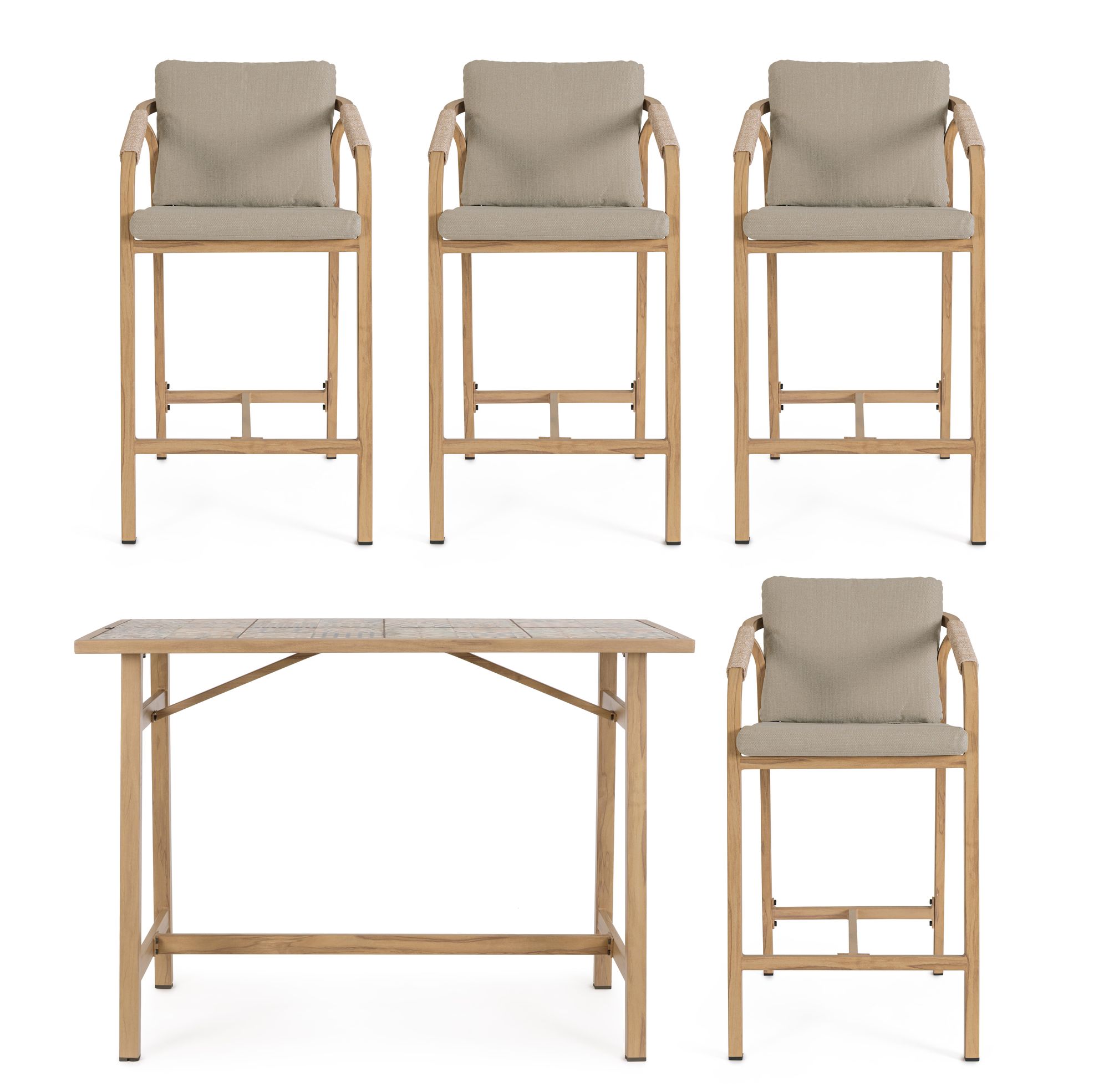 Outdoor-Bartisch Kalimera Desert mit 4 Barhockern aus Aluminium | Bizzotto bei STUFF Shop kaufen
