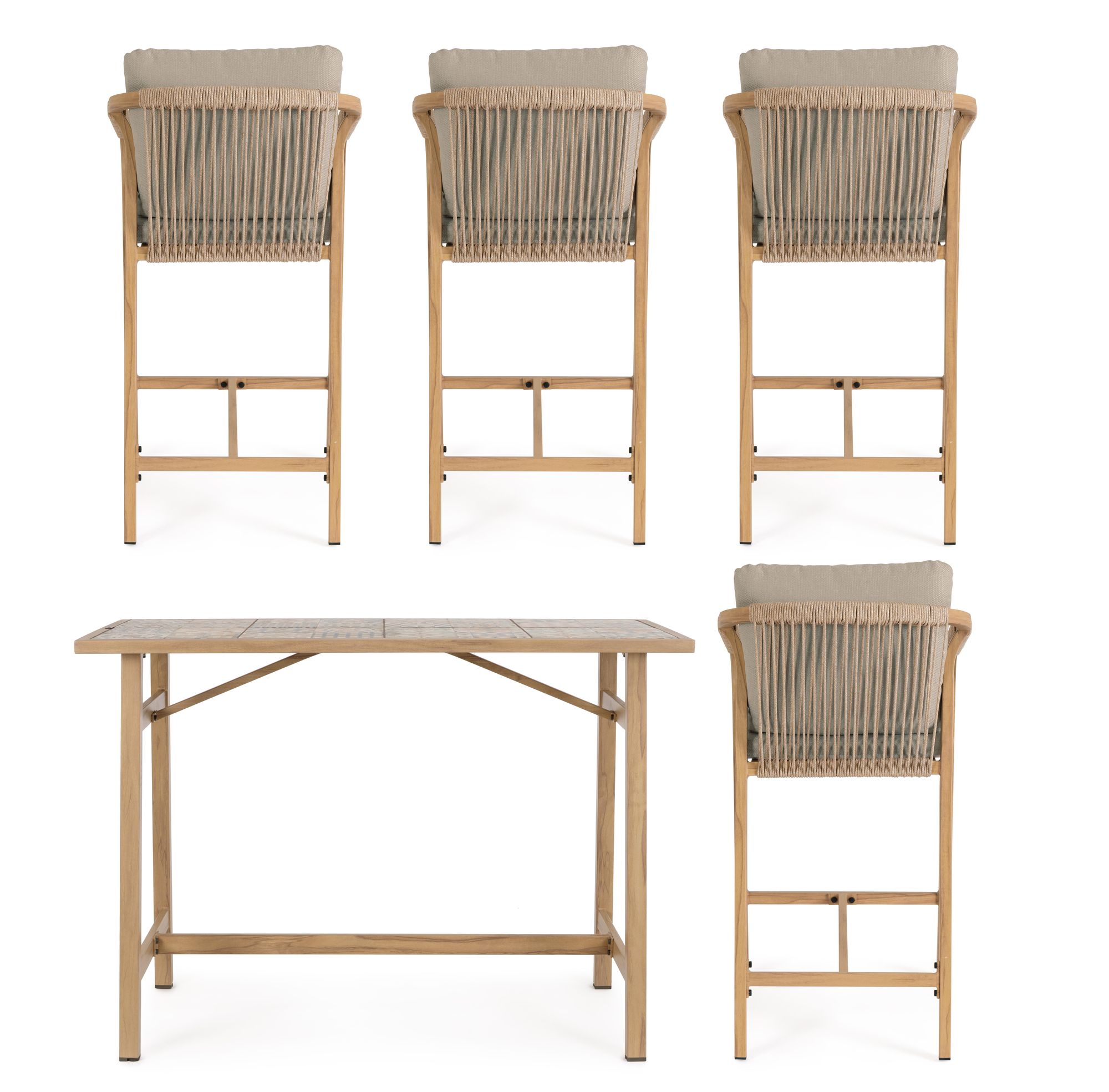 Outdoor-Bartisch Kalimera Desert mit 4 Barhockern aus Aluminium | Bizzotto bei STUFF Shop kaufen