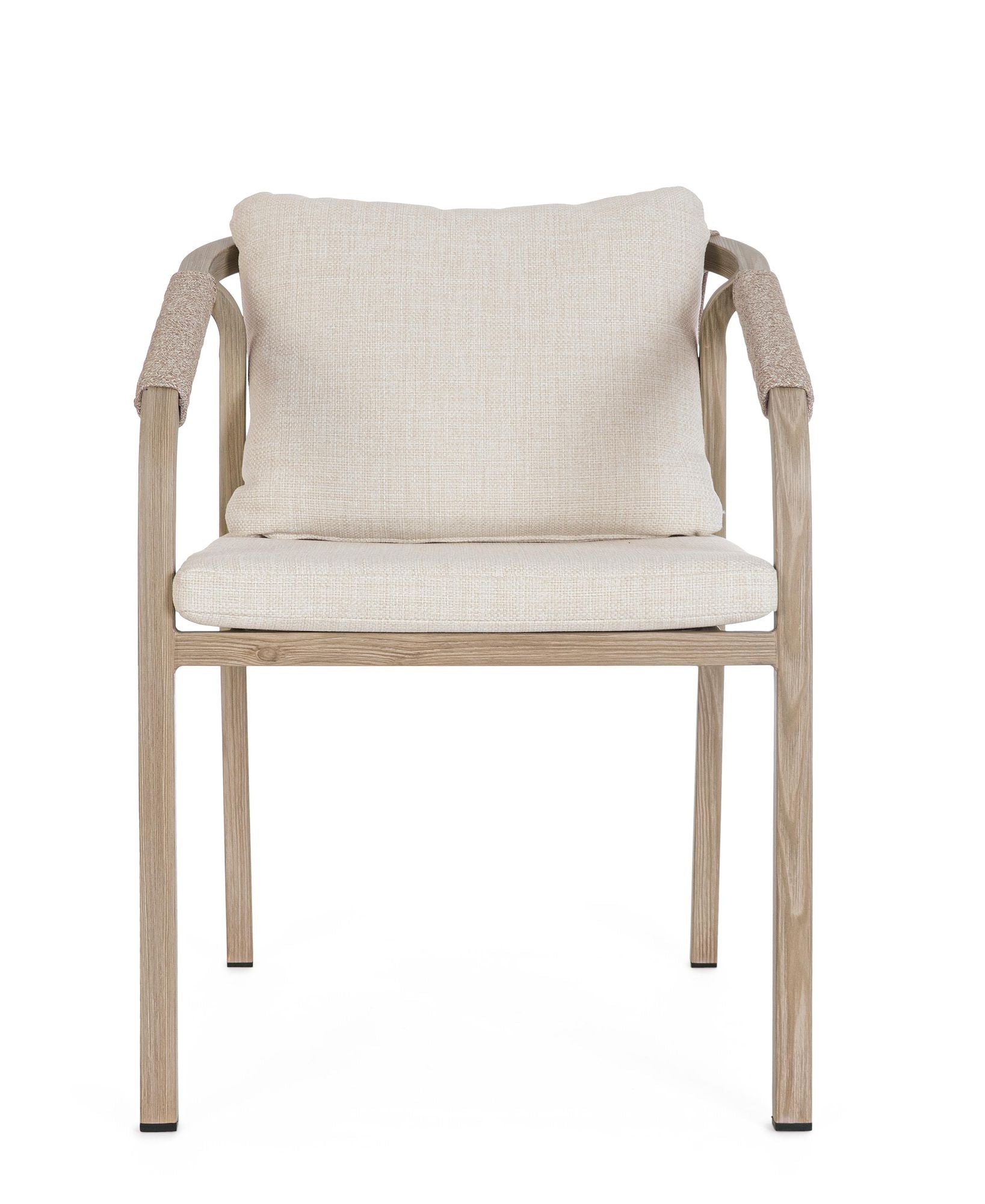 Outdoor-Stuhl Kalimera Timber aus Aluminium mit Armlehne und Kissen | Bizzotto bei STUFF Shop kaufen