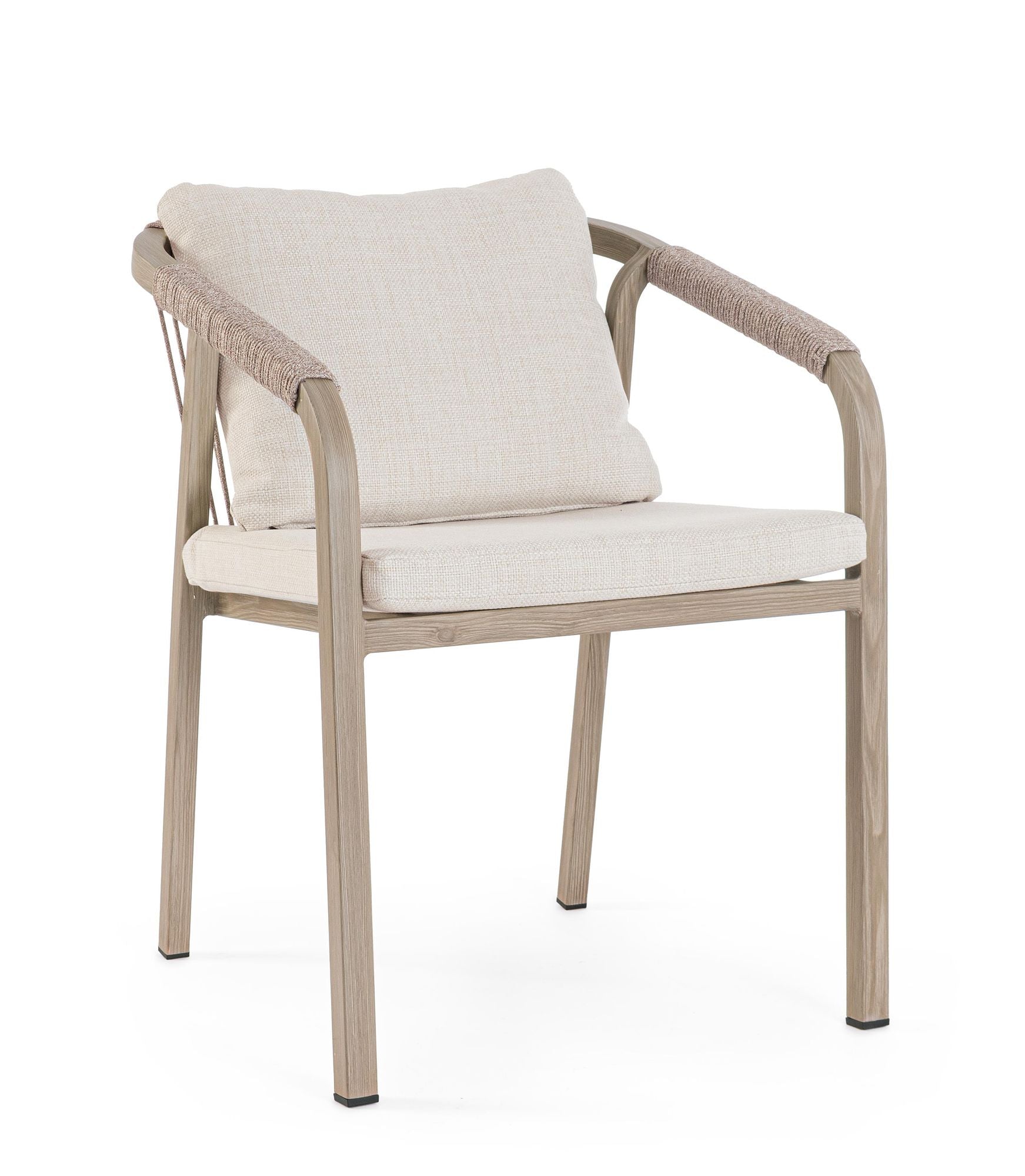 Outdoor-Stuhl Kalimera Timber aus Aluminium mit Armlehne und Kissen | Bizzotto bei STUFF Shop kaufen