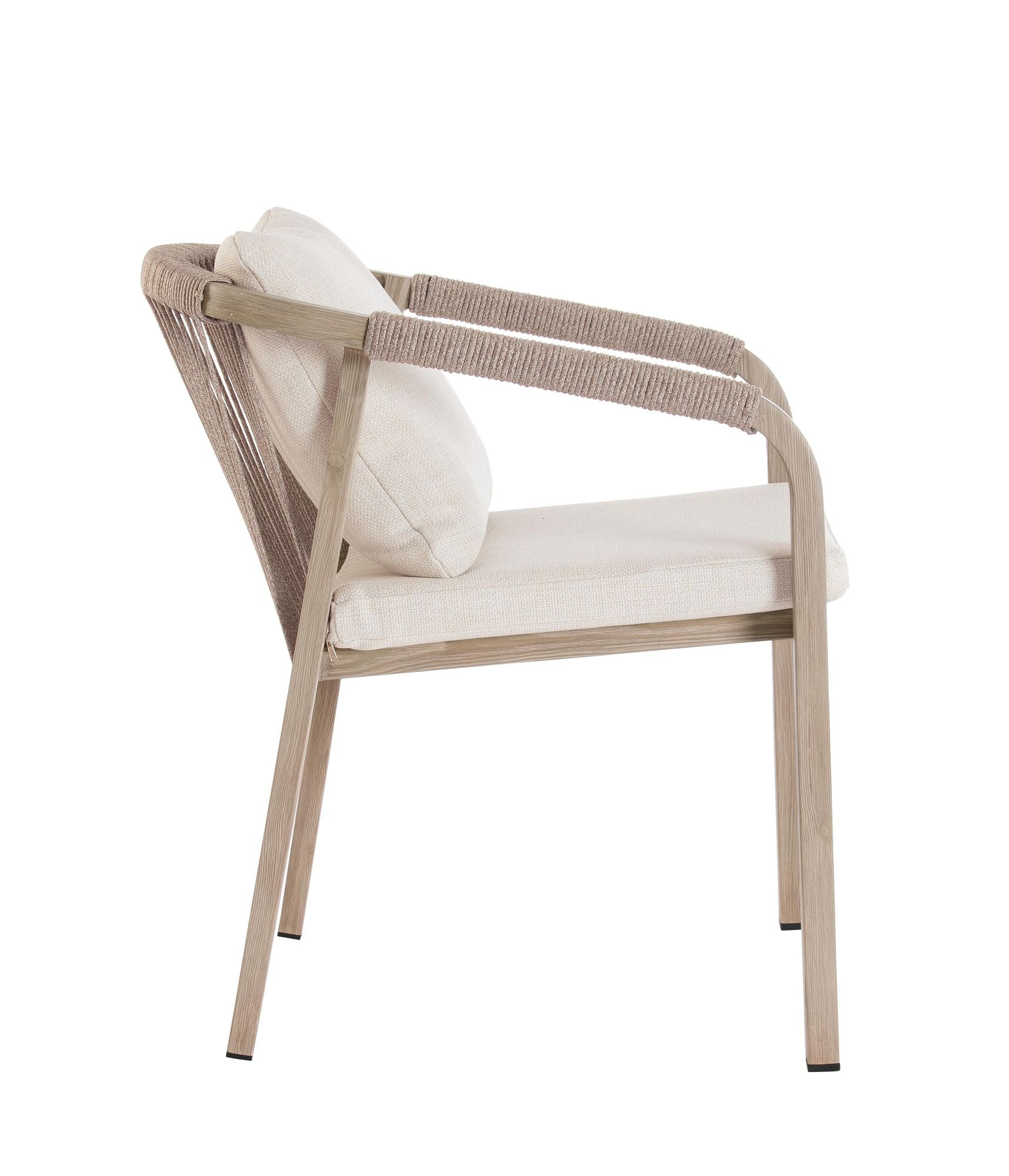 Outdoor-Stuhl Kalimera Timber aus Aluminium mit Armlehne und Kissen | Bizzotto bei STUFF Shop kaufen