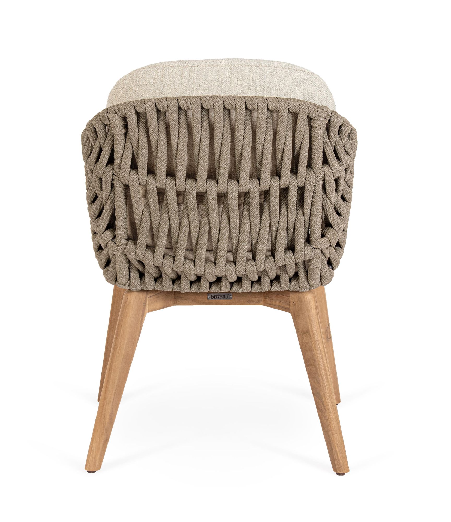 Outdoor Stuhl Tamires Bouclé mit Teakholz Beinen und Armlehnen | Bizzotto bei STUFF Shop kaufen