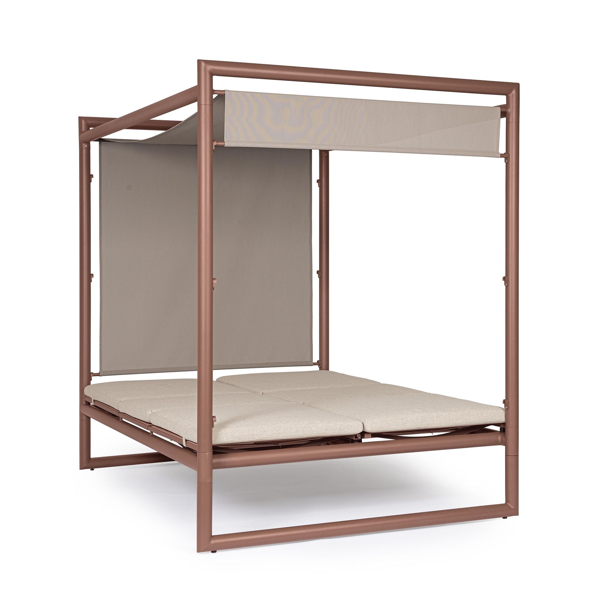 Alt-Text Outdoor Daybed Konnor Barin mit Pergola und verstellbarer Rückenlehne | Luxus Lounge für Garten und Terrasse