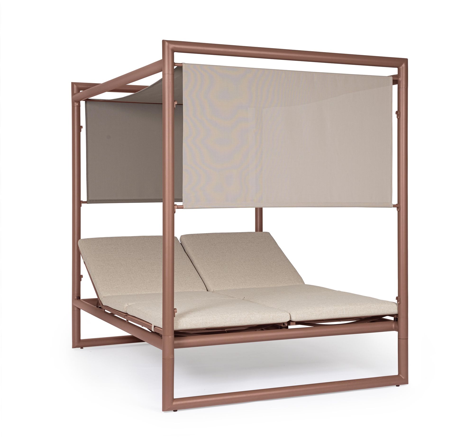 Alt-Text Outdoor Daybed Konnor Barin mit Pergola und verstellbarer Rückenlehne | Luxus Lounge für Garten und Terrasse