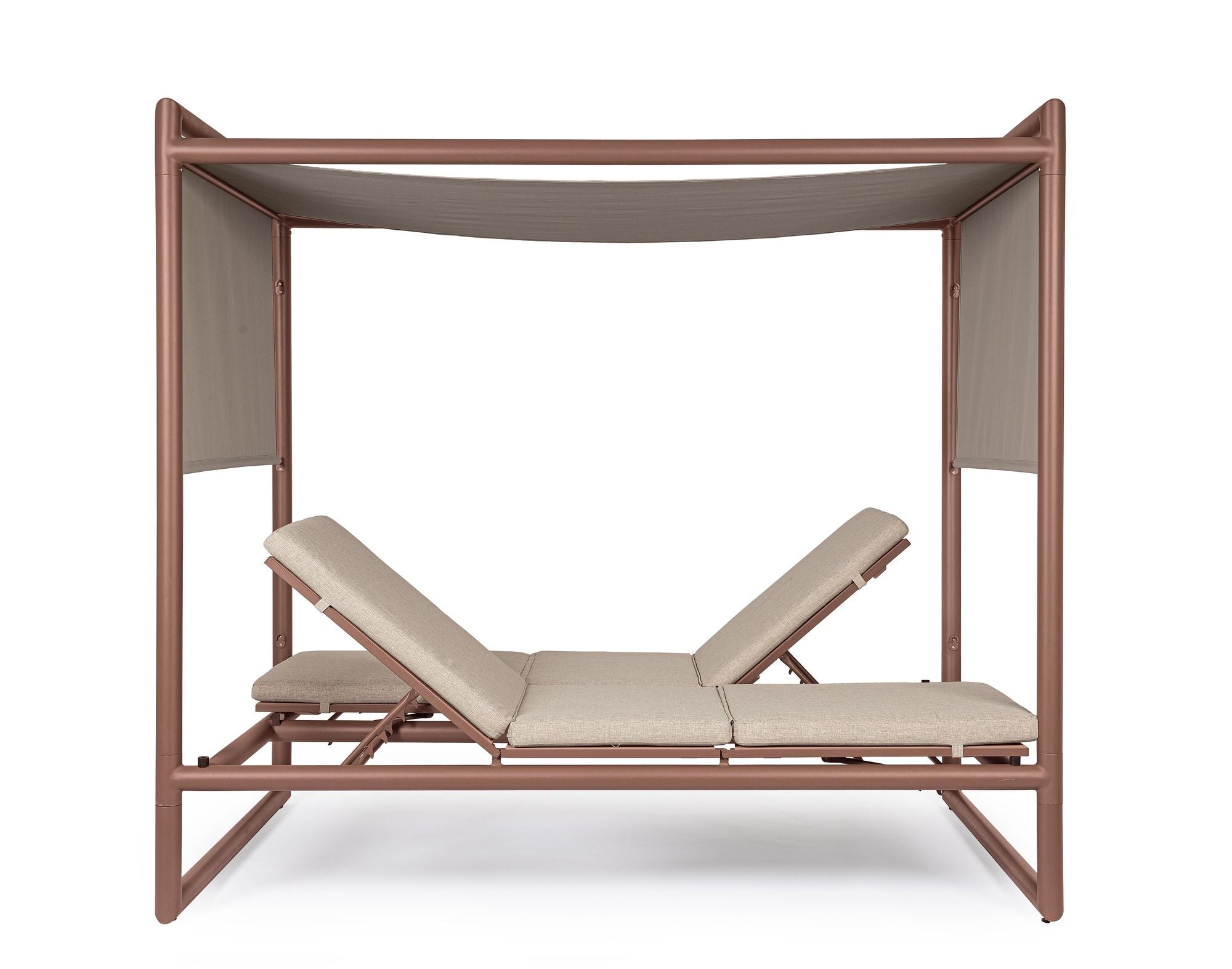 Alt-Text Outdoor Daybed Konnor Barin mit Pergola und verstellbarer Rückenlehne | Luxus Lounge für Garten und Terrasse