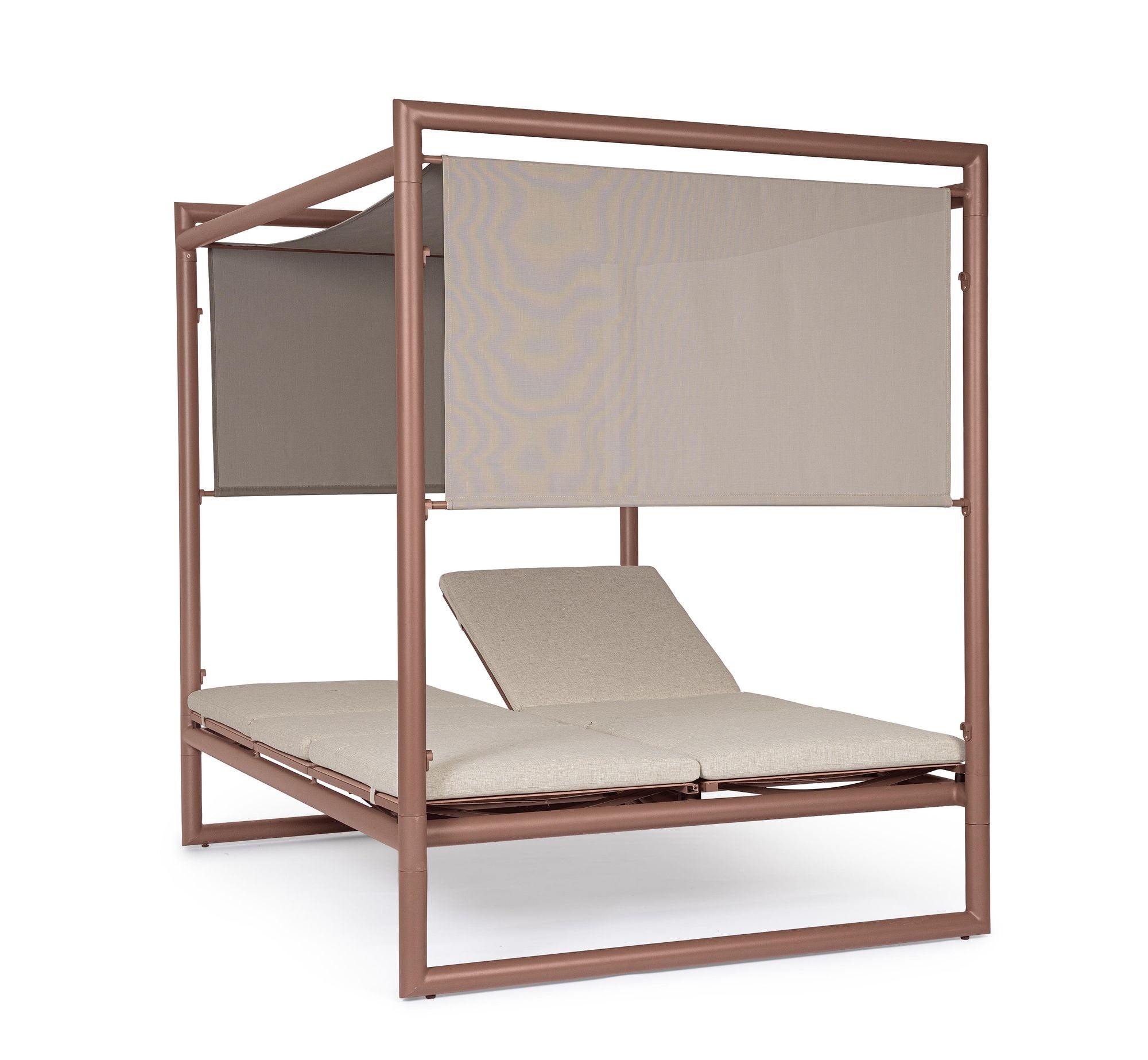 Alt-Text Outdoor Daybed Konnor Barin mit Pergola und verstellbarer Rückenlehne | Luxus Lounge für Garten und Terrasse