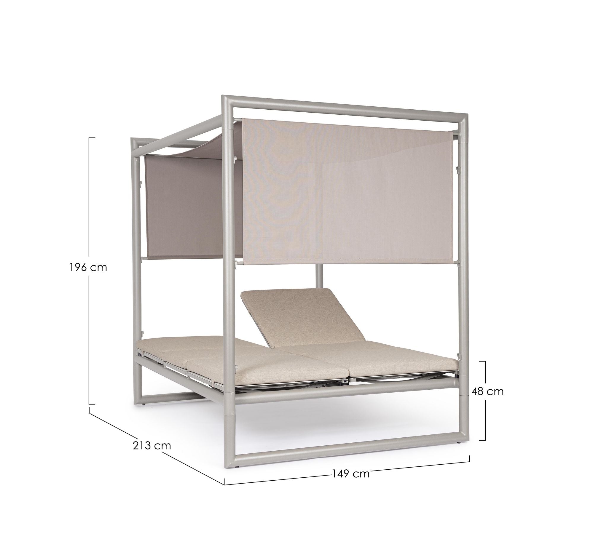 Outdoor Daybed Konnor Rastin mit Pergola und verstellbarer Rückenlehne | Moderne Garten Lounge