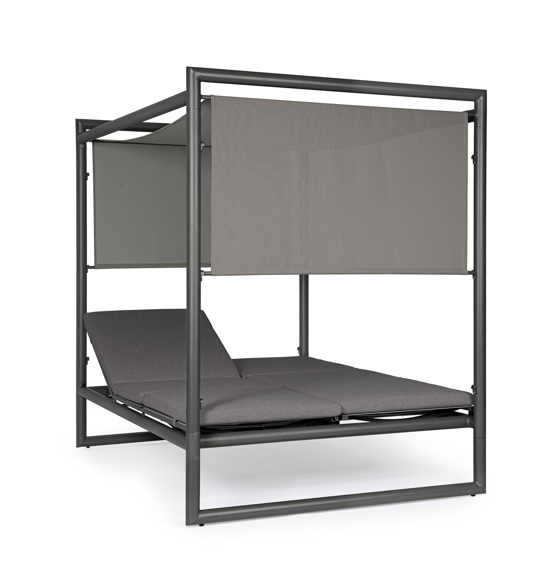 Outdoor Daybed Konnor Anthrazit mit Pergola und verstellbarer Rückenlehne für moderne Terrassen | Bizzotto bei STUFF Shop kaufen