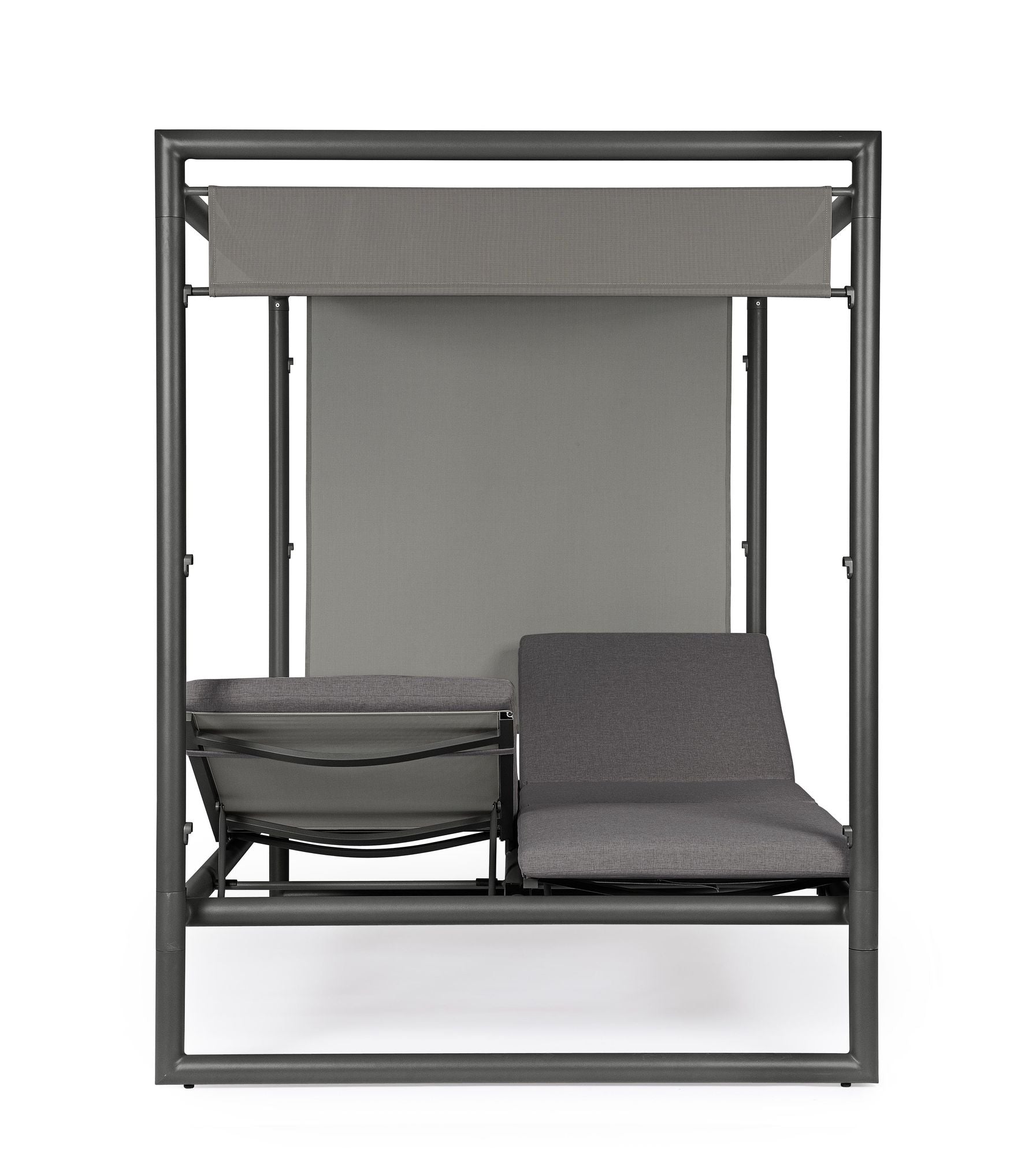 Outdoor Daybed Konnor Anthrazit mit Pergola und verstellbarer Rückenlehne für moderne Terrassen | Bizzotto bei STUFF Shop kaufen