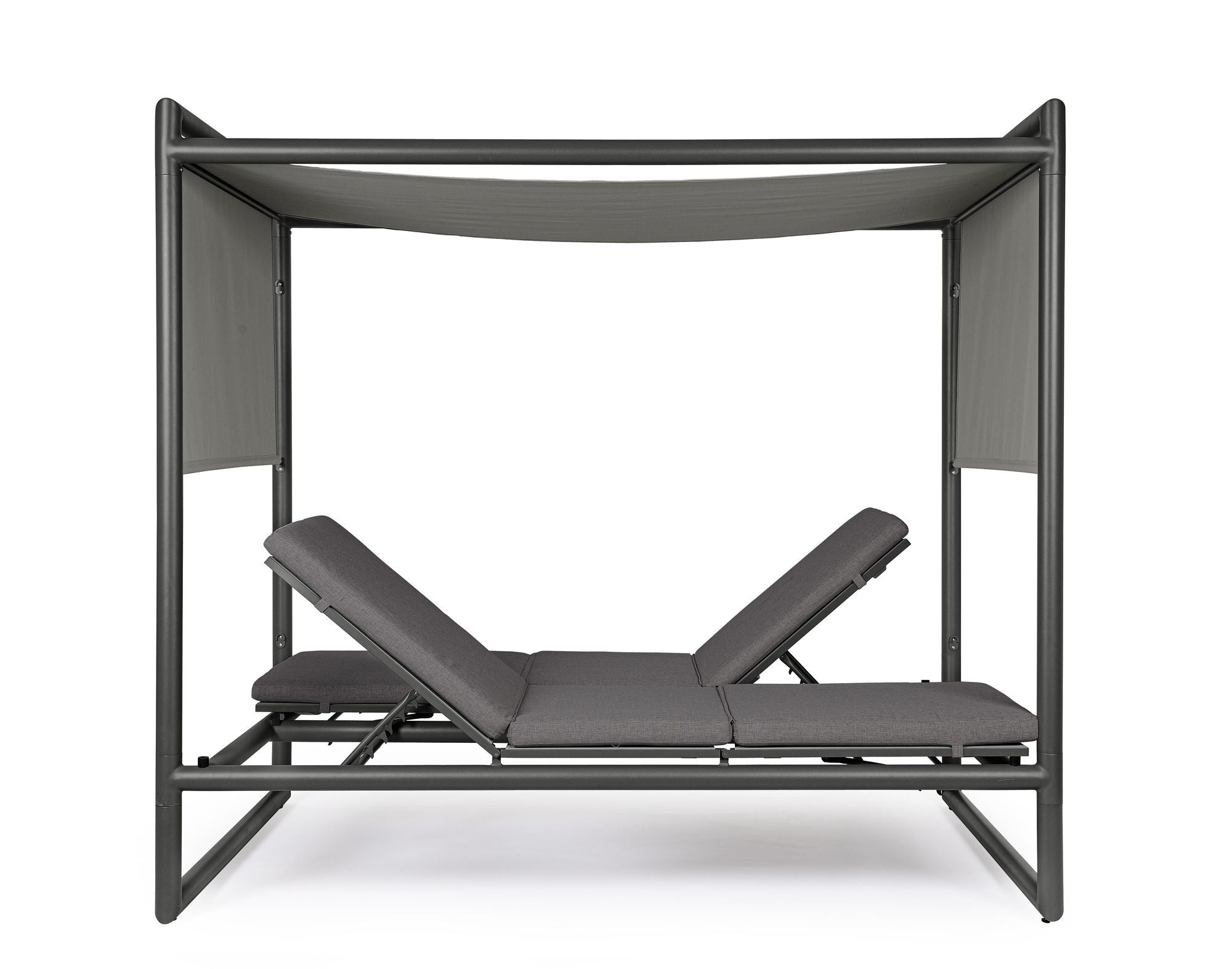 Outdoor Daybed Konnor Anthrazit mit Pergola und verstellbarer Rückenlehne für moderne Terrassen | Bizzotto bei STUFF Shop kaufen