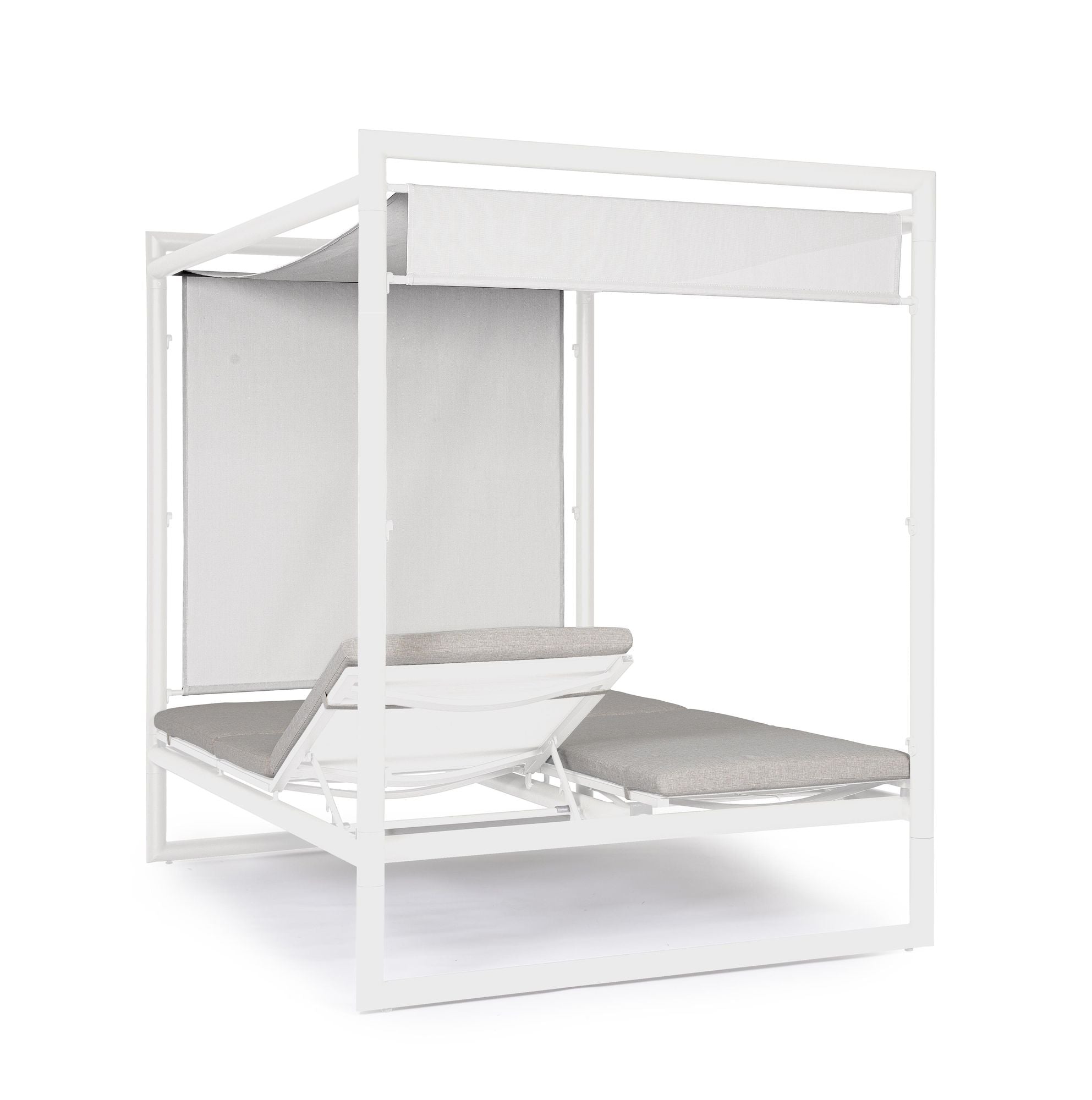 Outdoor Daybed Konnor Weiß mit Pergola und verstellbarer Rückenlehne für moderne Terrassen | Bizzotto bei STUFF Shop kaufen