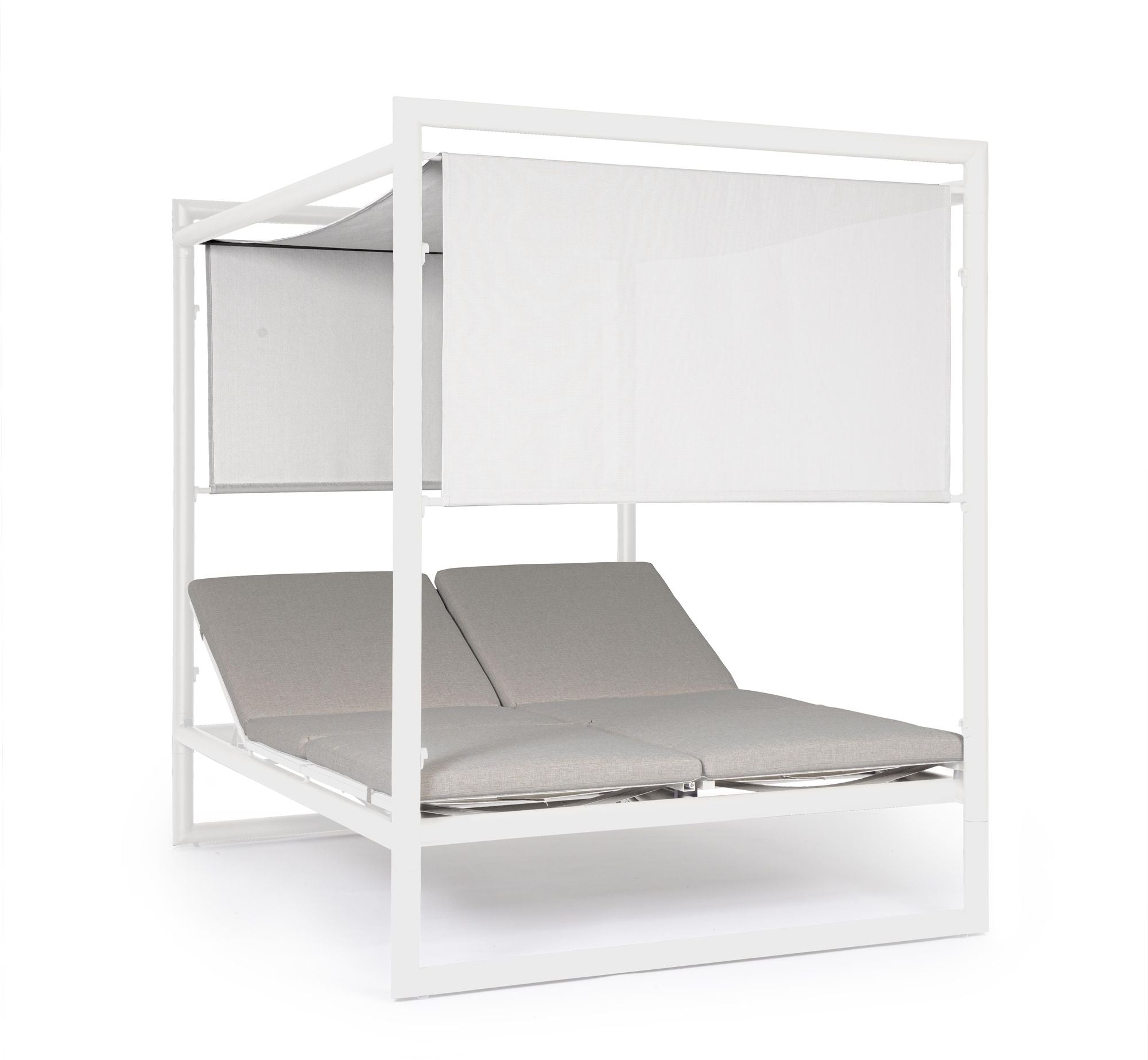 Outdoor Daybed Konnor Weiß mit Pergola und verstellbarer Rückenlehne für moderne Terrassen | Bizzotto bei STUFF Shop kaufen