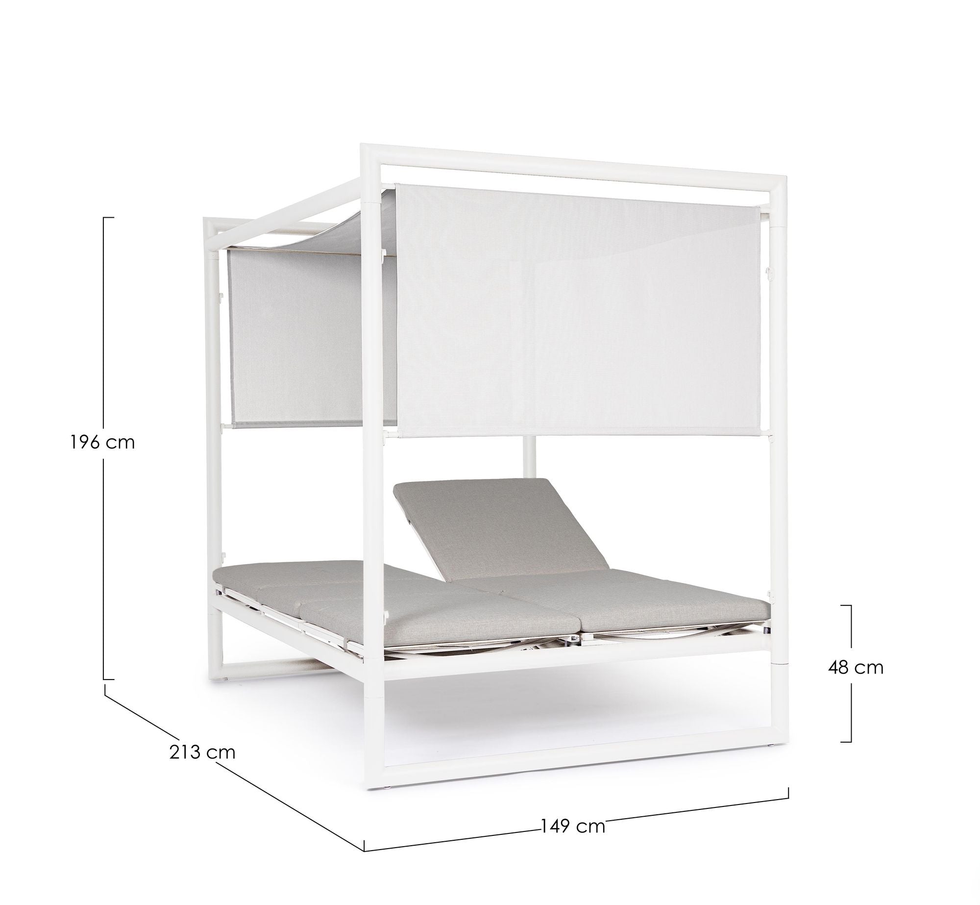 Outdoor Daybed Konnor Weiß mit Pergola und verstellbarer Rückenlehne für moderne Terrassen | Bizzotto bei STUFF Shop kaufen