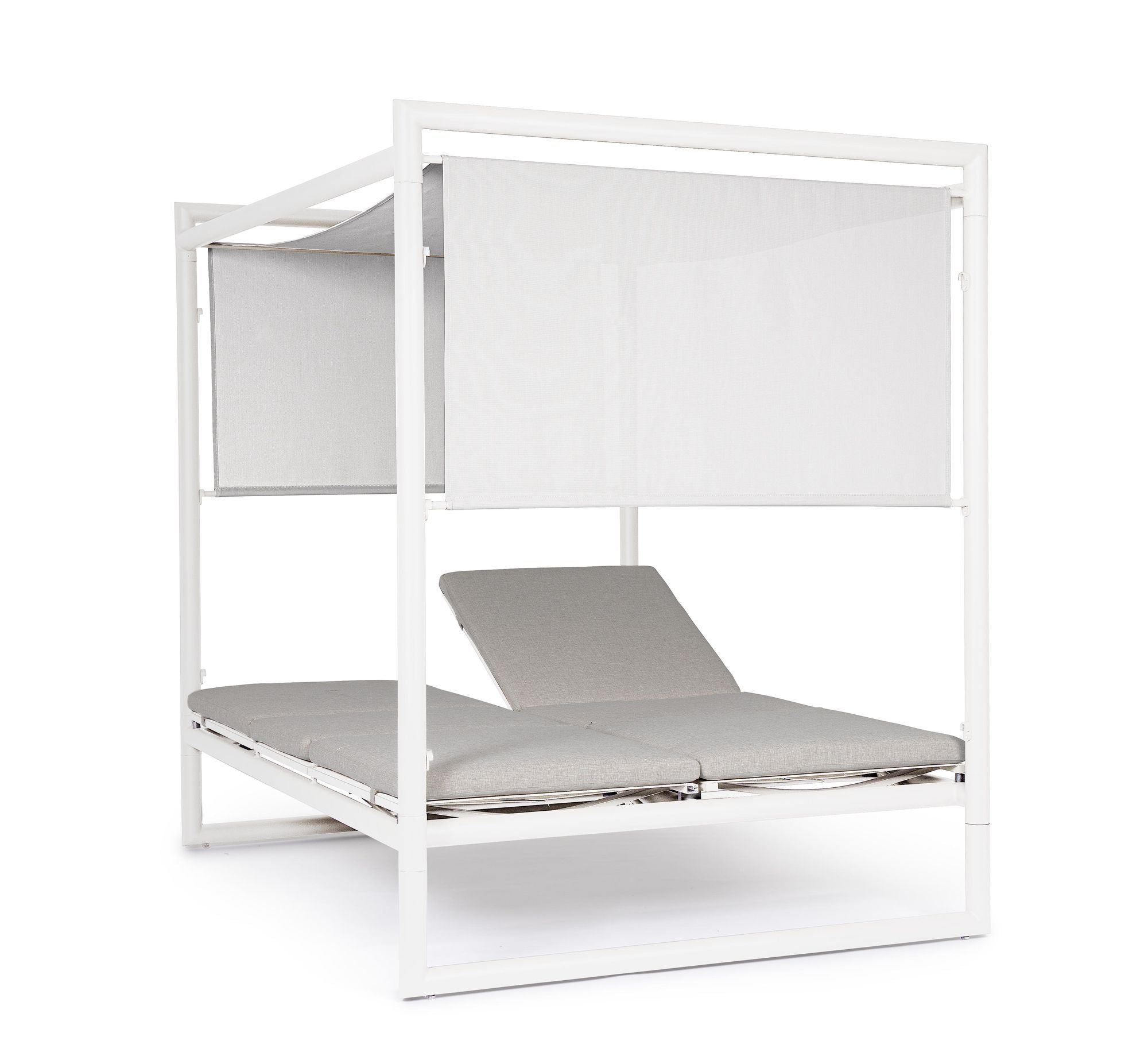 Outdoor Daybed Konnor Weiß mit Pergola und verstellbarer Rückenlehne für moderne Terrassen | Bizzotto bei STUFF Shop kaufen