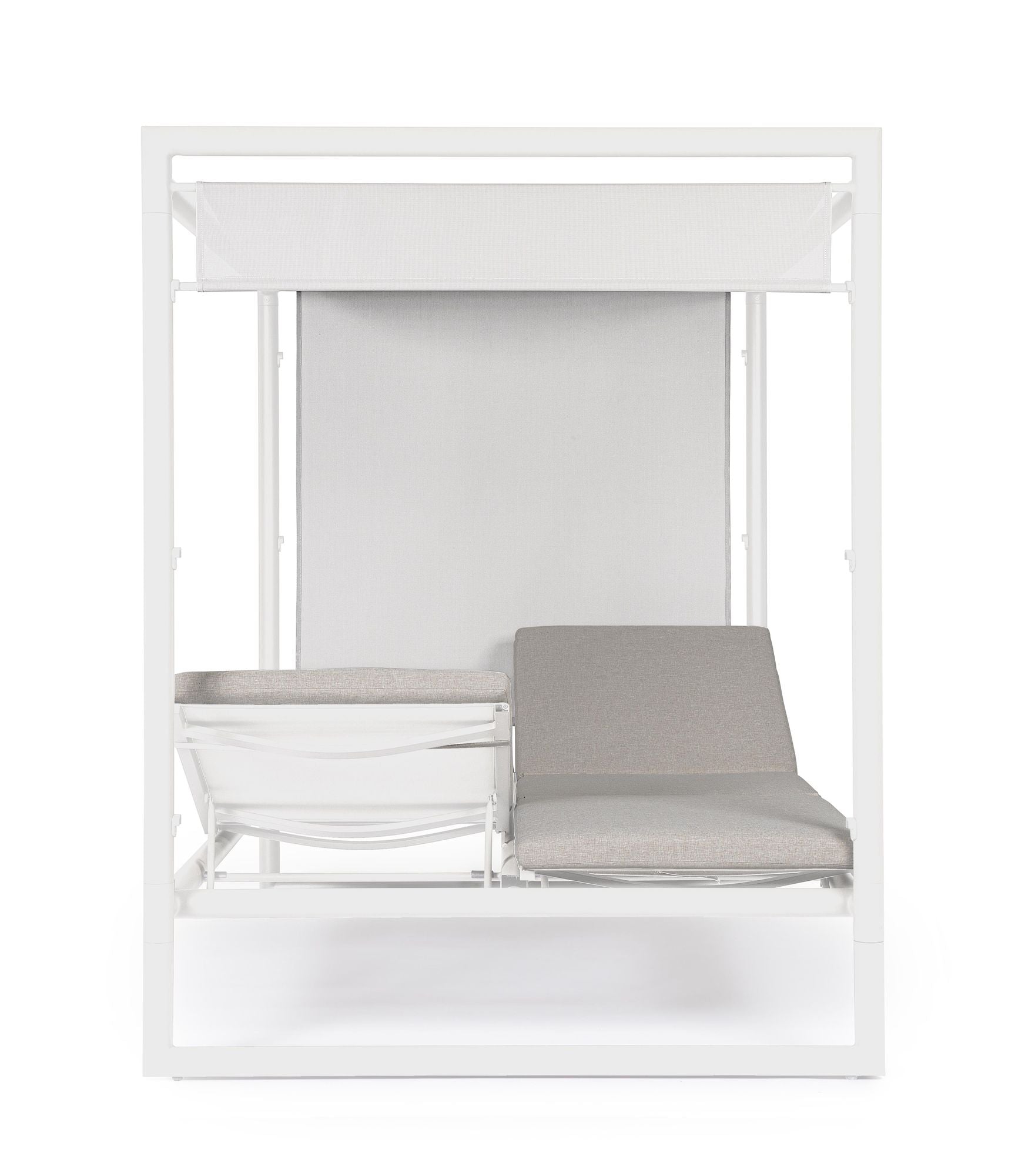 Outdoor Daybed Konnor Weiß mit Pergola und verstellbarer Rückenlehne für moderne Terrassen | Bizzotto bei STUFF Shop kaufen