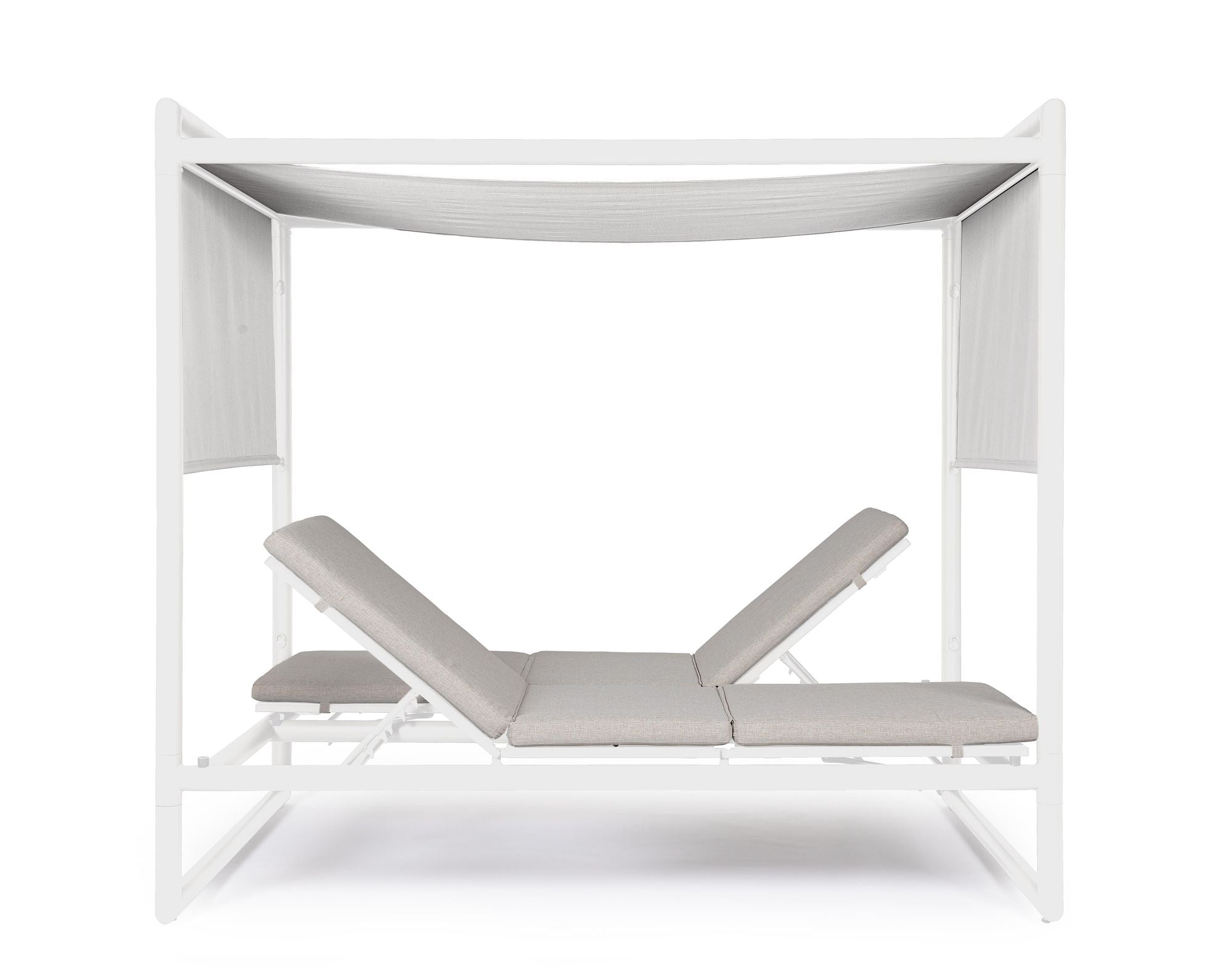 Outdoor Daybed Konnor Weiß mit Pergola und verstellbarer Rückenlehne für moderne Terrassen | Bizzotto bei STUFF Shop kaufen