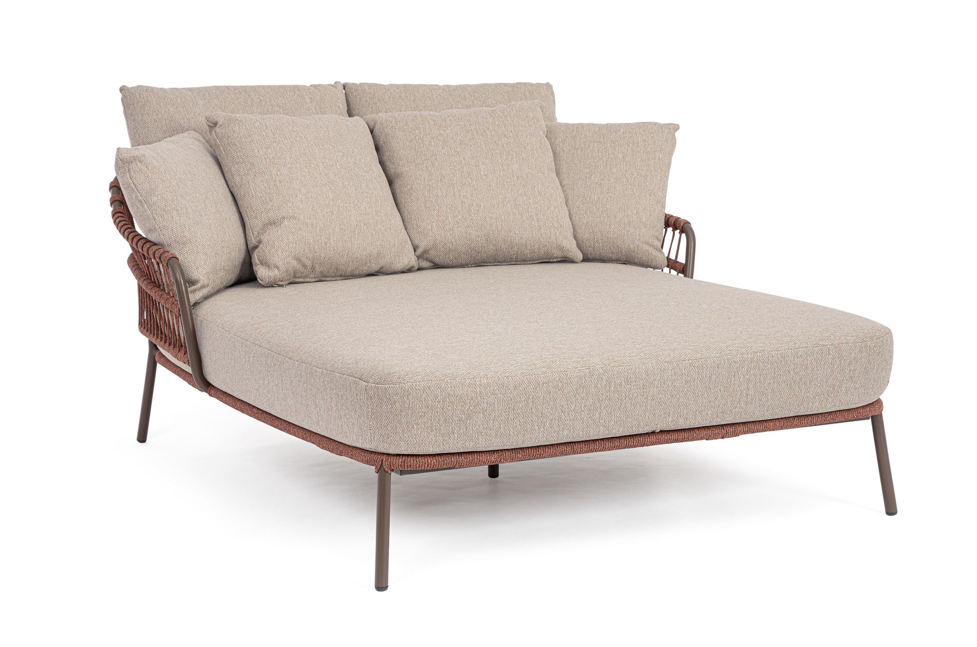 Outdoor Sonnenbett Talaia Java mit geflochtener Seitenstruktur und großzügiger Polsterung | Bizzotto bei STUFF Shop kaufen