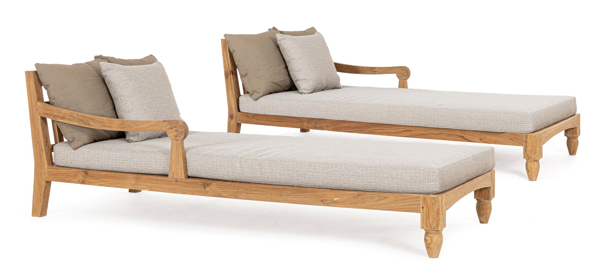 Outdoor Sonnenbett 2-er Set Bali Natur aus FSC Teakholz mit großzügiger Liegefläche | Bizzotto bei STUFF Shop kaufen