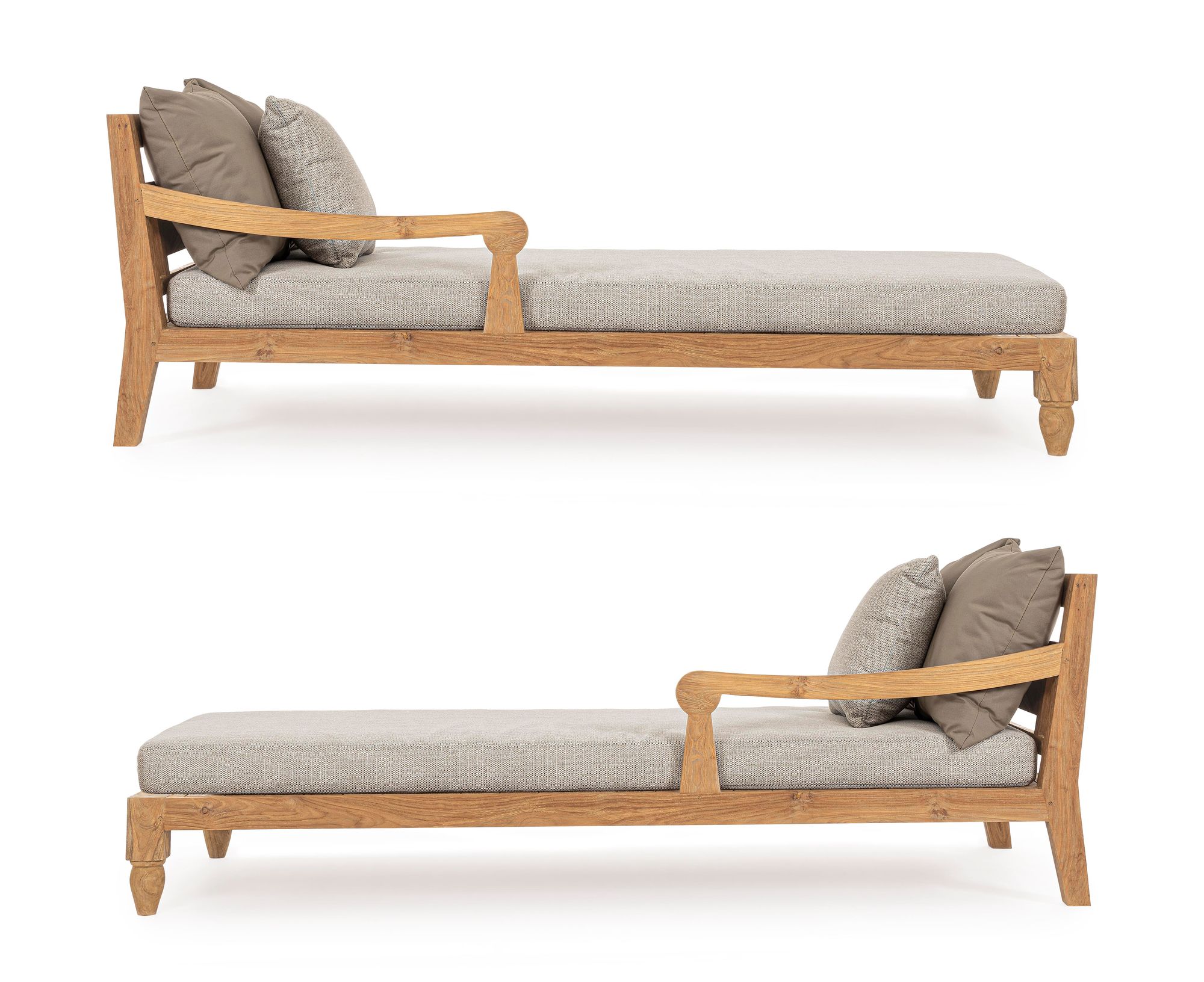 Outdoor Sonnenbett 2-er Set Bali Natur aus FSC Teakholz mit großzügiger Liegefläche | Bizzotto bei STUFF Shop kaufen