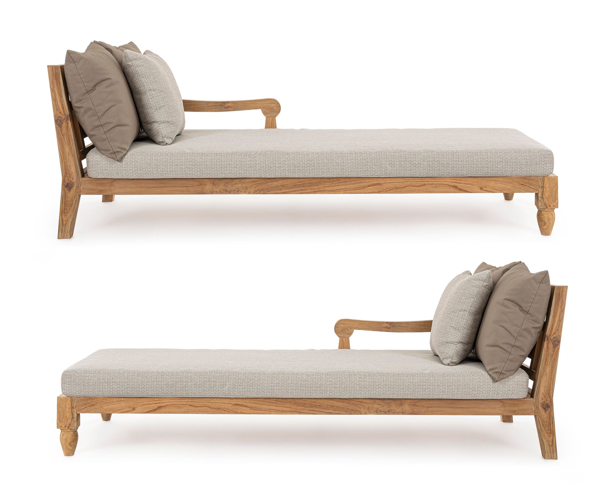 Outdoor Sonnenbett 2-er Set Bali Natur aus FSC Teakholz mit großzügiger Liegefläche | Bizzotto bei STUFF Shop kaufen