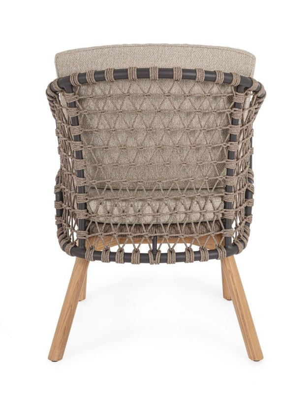 Outdoor Stuhl Eularia aus Teakholz mit Armlehnen und Kissen | Bizzotto bei STUFF Shop kaufen