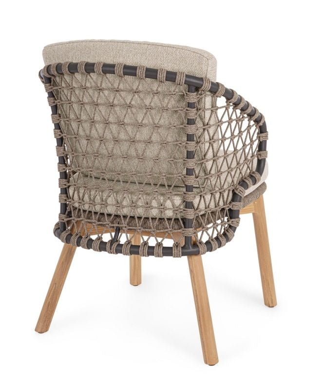 Outdoor Stuhl Eularia aus Teakholz mit Armlehnen und Kissen | Bizzotto bei STUFF Shop kaufen