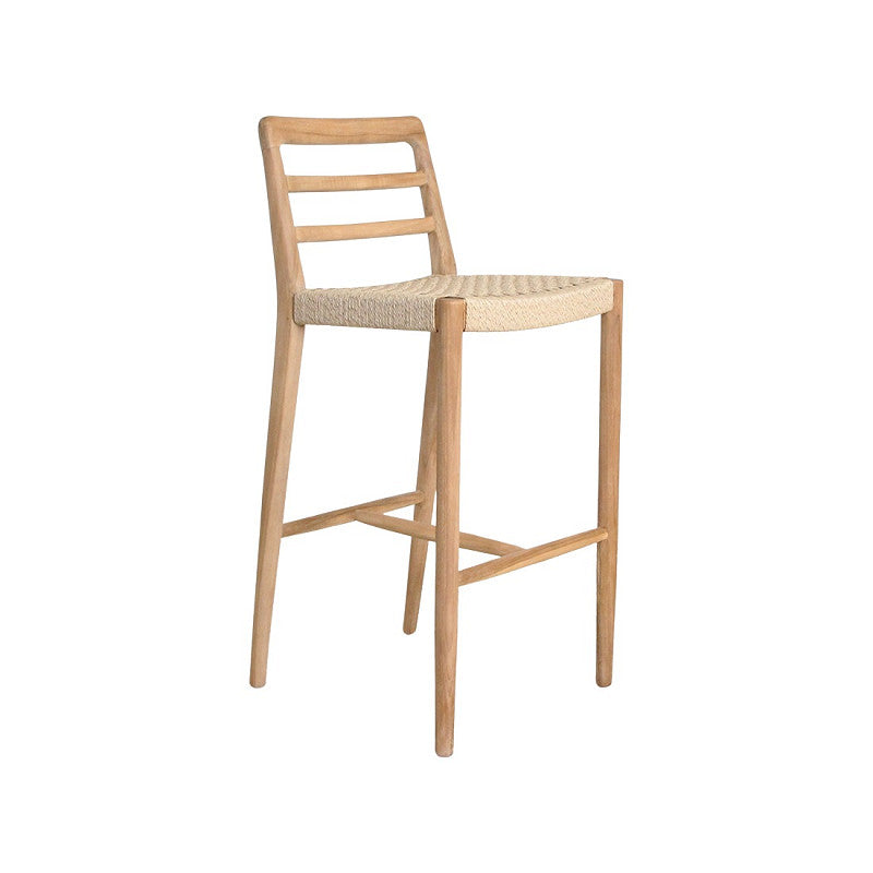 Outdoor Barstuhl Teakscape Rope aus massivem Teakholz mit geflochtener Sitzfläche