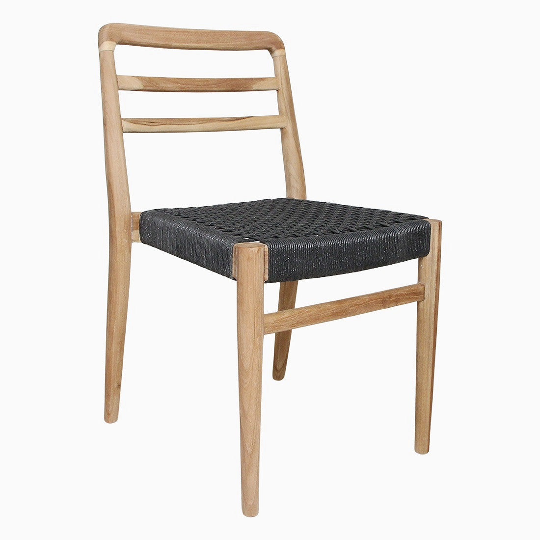 Outdoor Stuhl Teakscape Teak Anthrazit aus massivem Teakholz mit geflochtener Sitzfläche