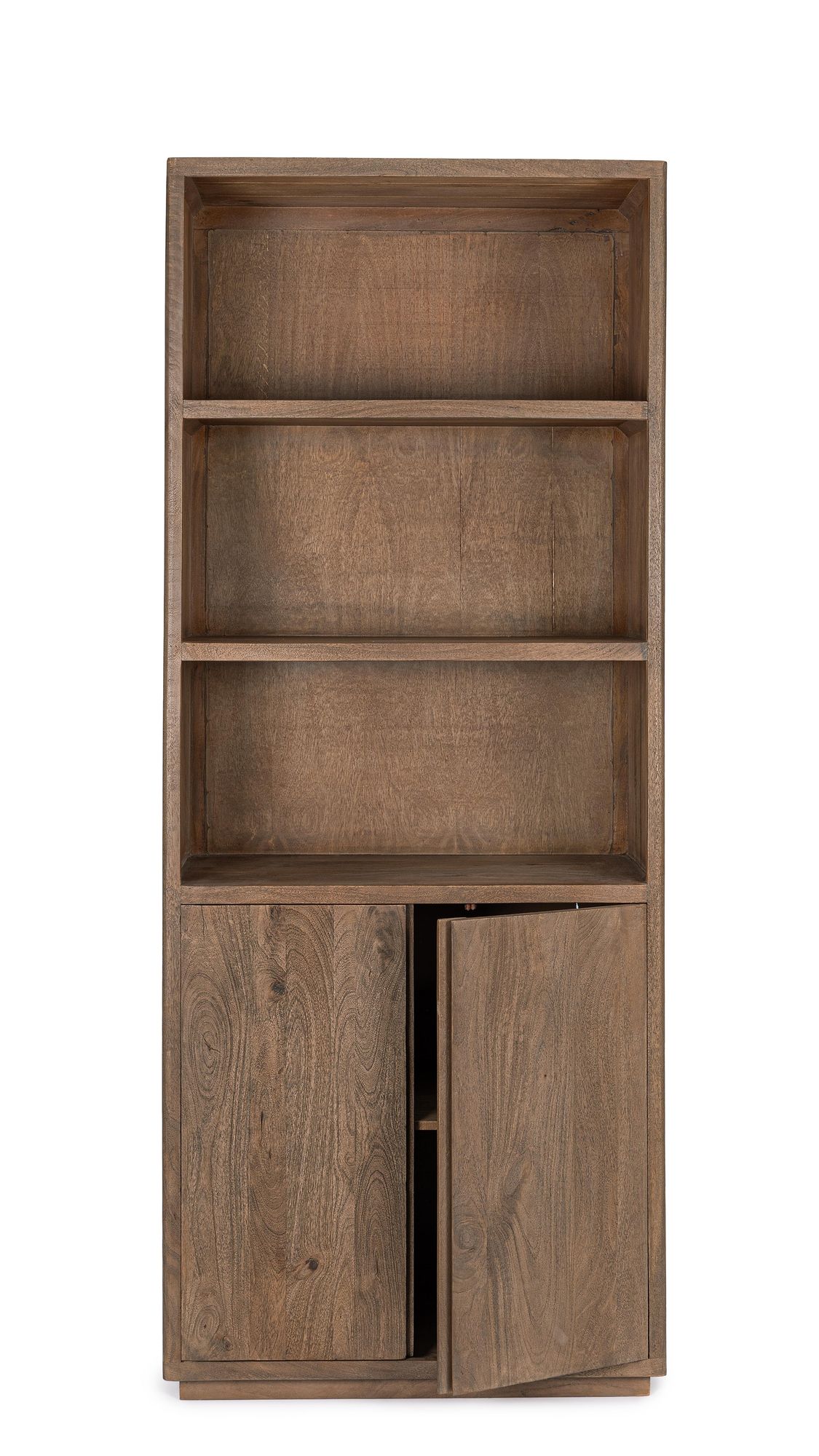 Bücherschrank Elswick aus massivem Mangoholz mit offenen Regalfächern und 2 Türen | Bizzotto bei STUFF Shop