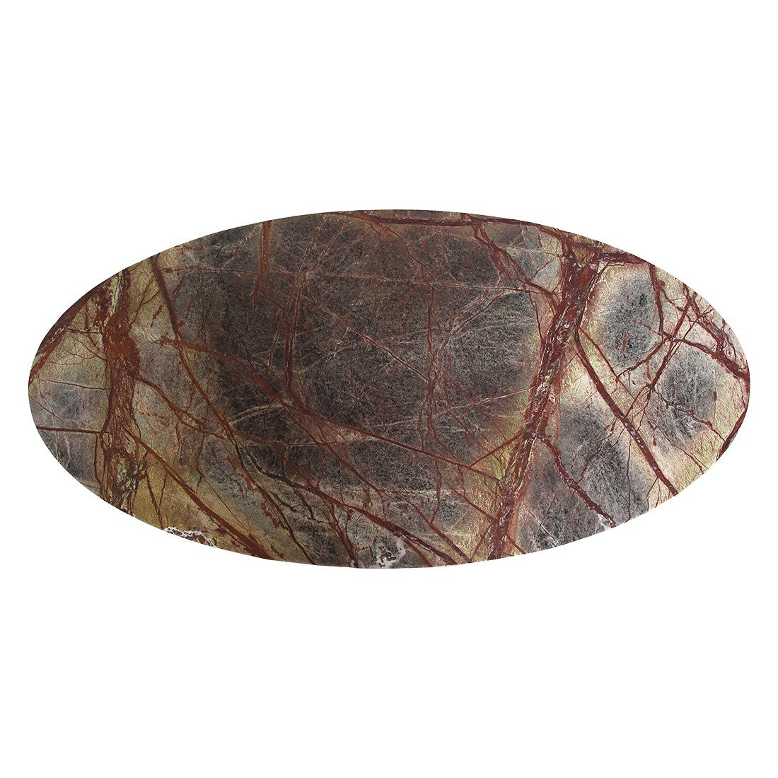 Couchtisch Ovalis Marble Brown mit ovaler Marmorplatte und Holzgestell aus der STUFF Loft Kollektion