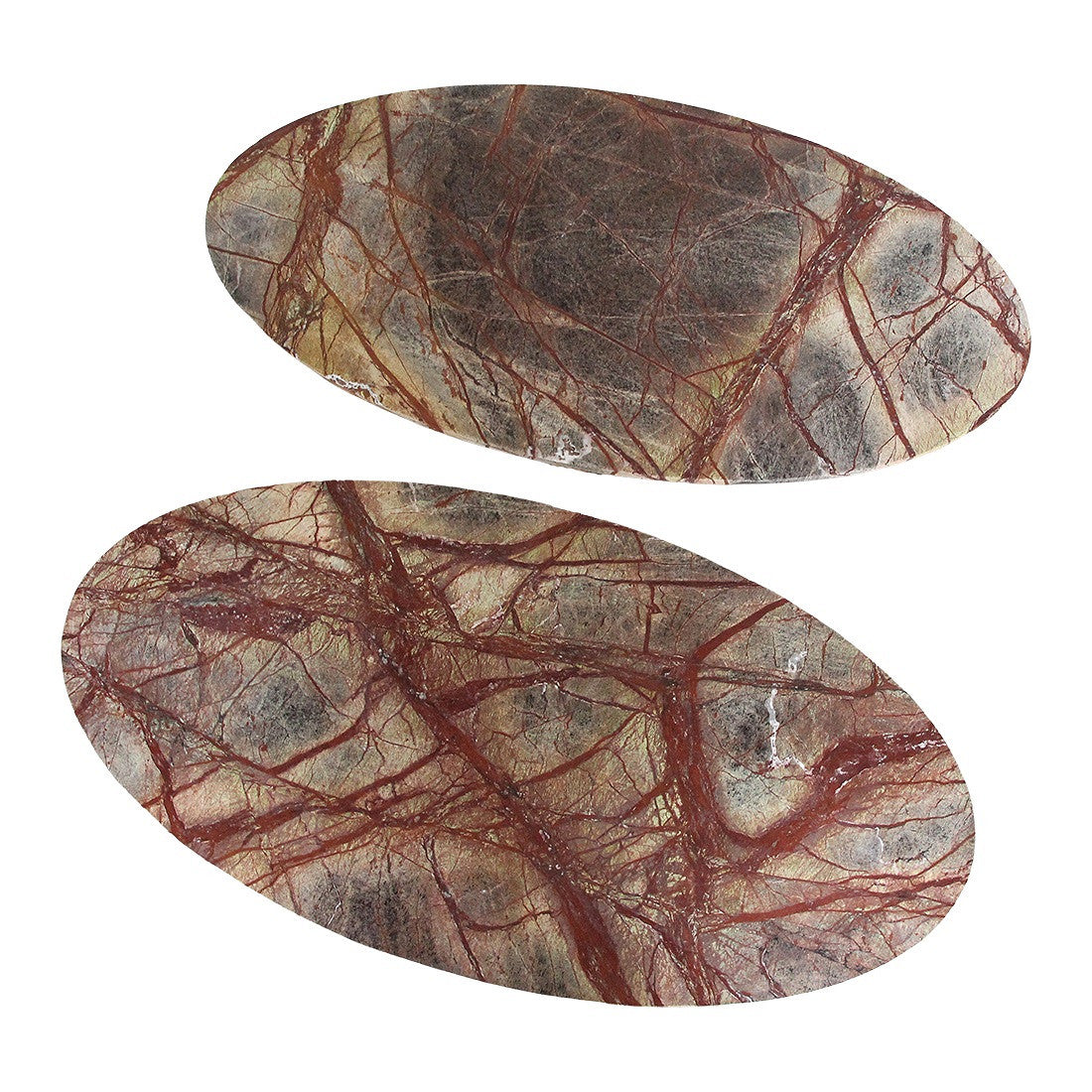 Couchtisch Ovalis Marble Brown mit ovaler Marmorplatte und Holzgestell aus der STUFF Loft Kollektion