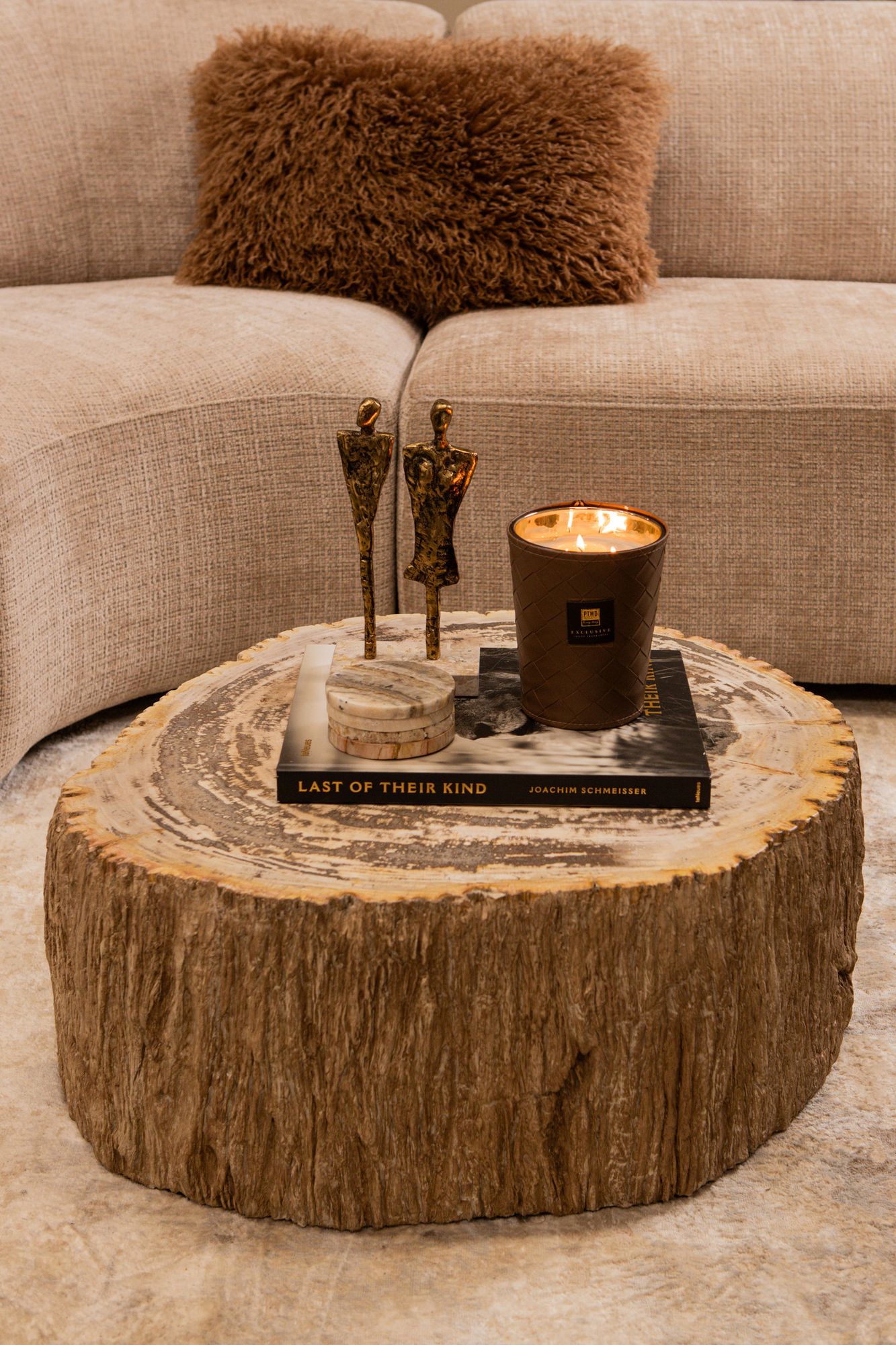 Beistelltisch Taly Natur aus versteinertem Holz kompakt Unikat | PTMD bei STUFF Shop kaufen