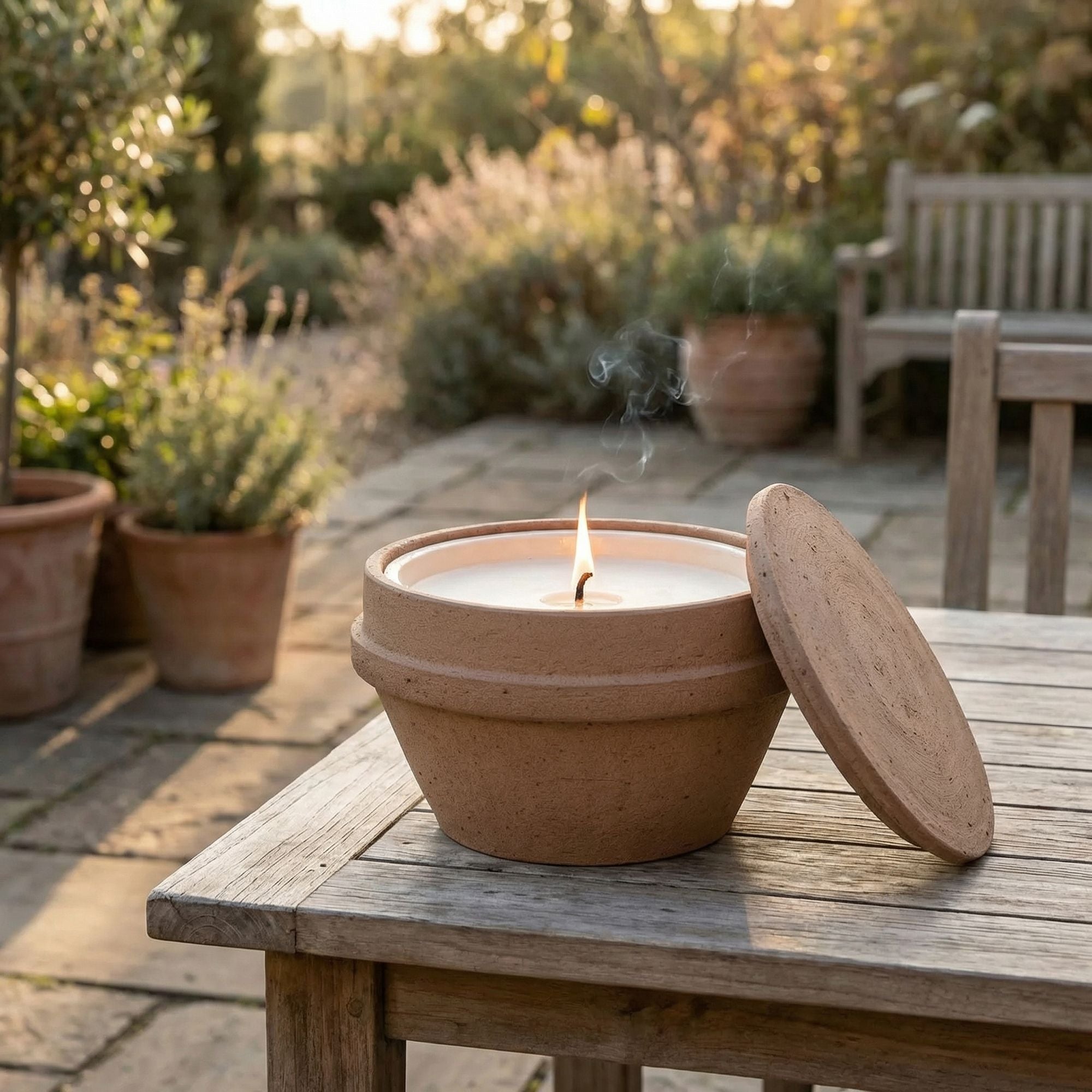Outdoor Kerze Glow aus Terracotta Keramik für Garten und Terrasse | Gommaire bei STUFF Shop kaufen