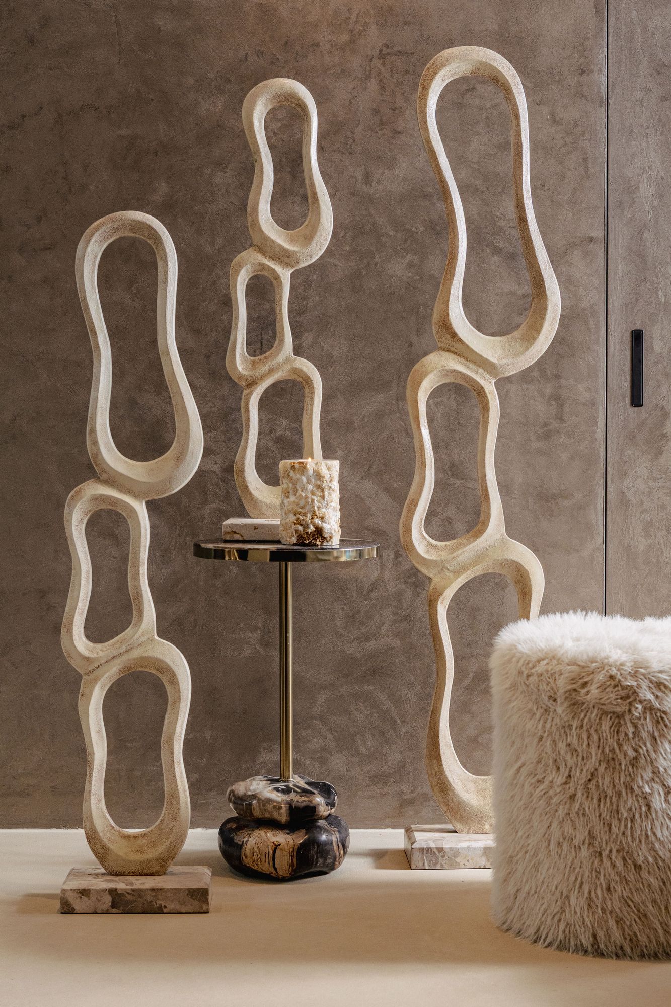 Beistelltisch Wane Natur | Design Tisch aus versteinertem Holz