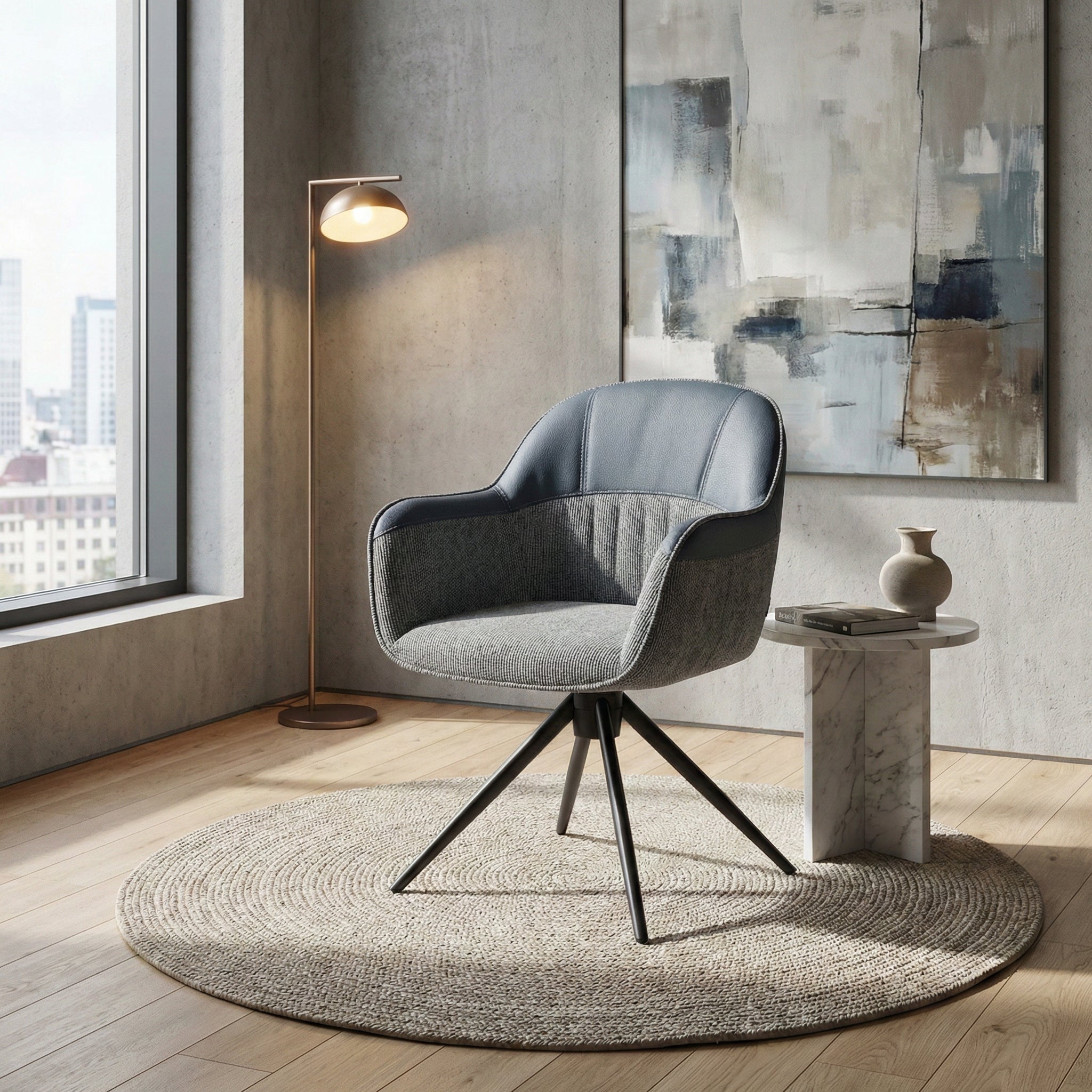 Armlehnenstuhl Drehbar Isotta Grau