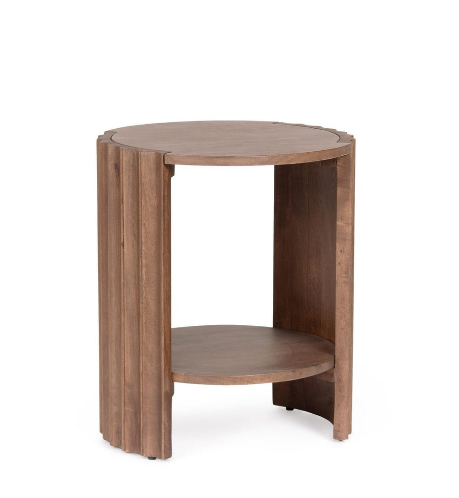 Nachttisch Orissa Naturfarbe von Bizzotto – massives Mangoholz, Ø 43 × H 50 cm im STUFF Shop