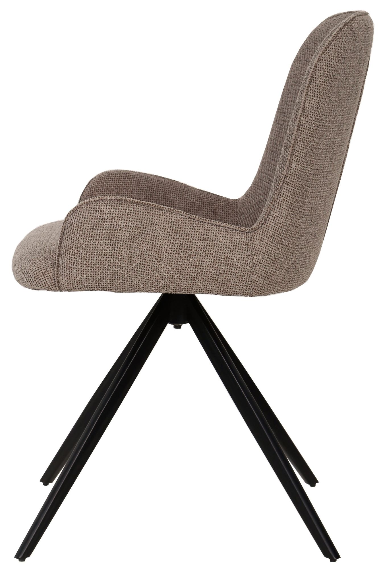  Seitenansicht Polsterstuhl Leander Beige mit schwarzem Metallgestell
