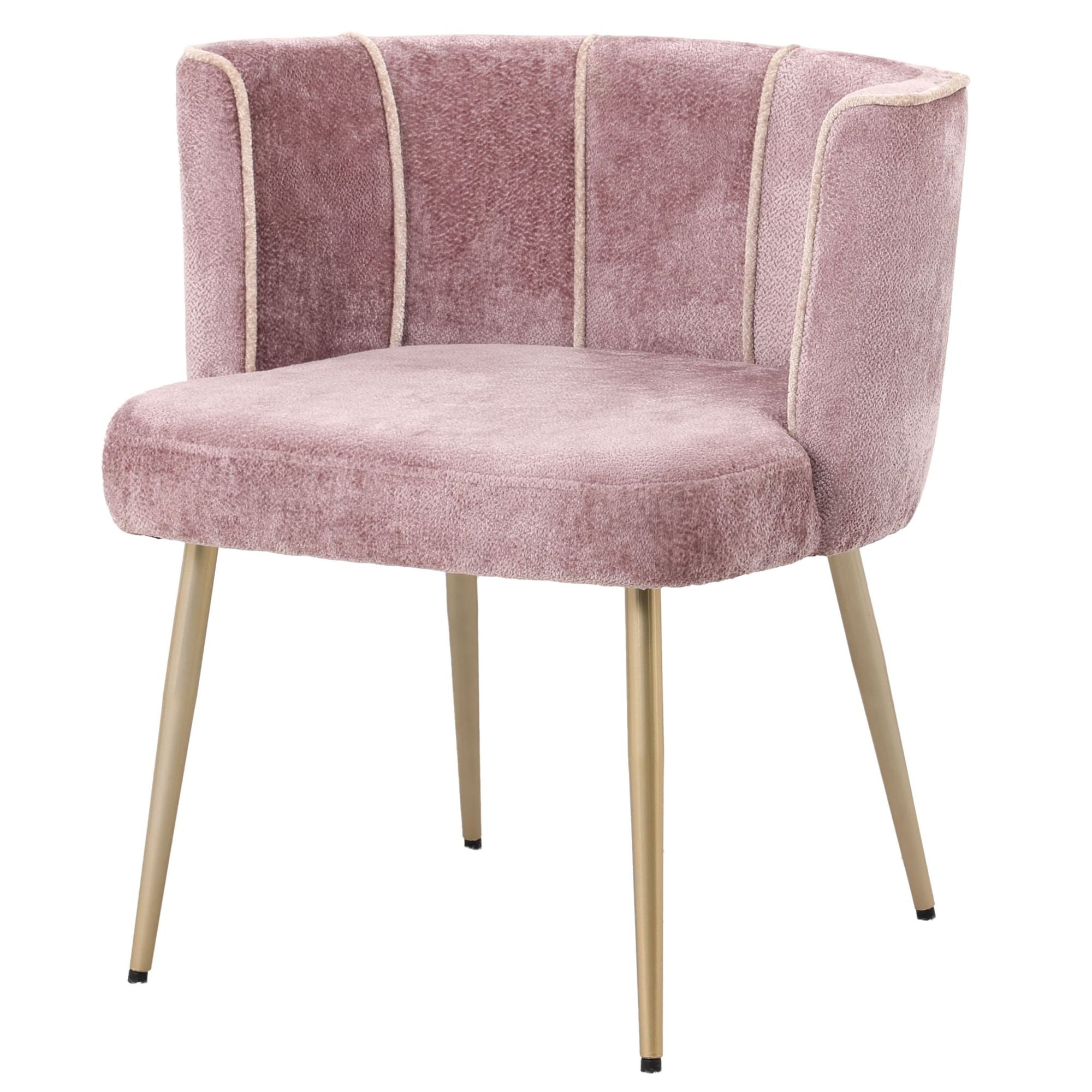 Armlehnstuhl Nell Pink Beige von PTMD, Vorderansicht mit goldenen Beinen