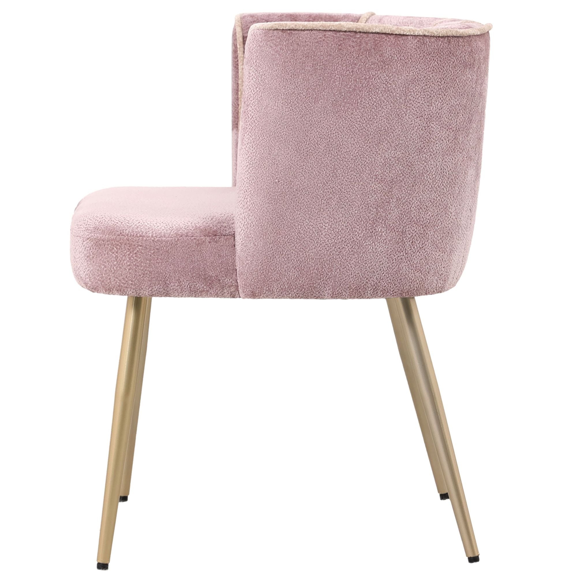 Seitenansicht Armlehnstuhl Nell Pink Beige mit Samtbezug
