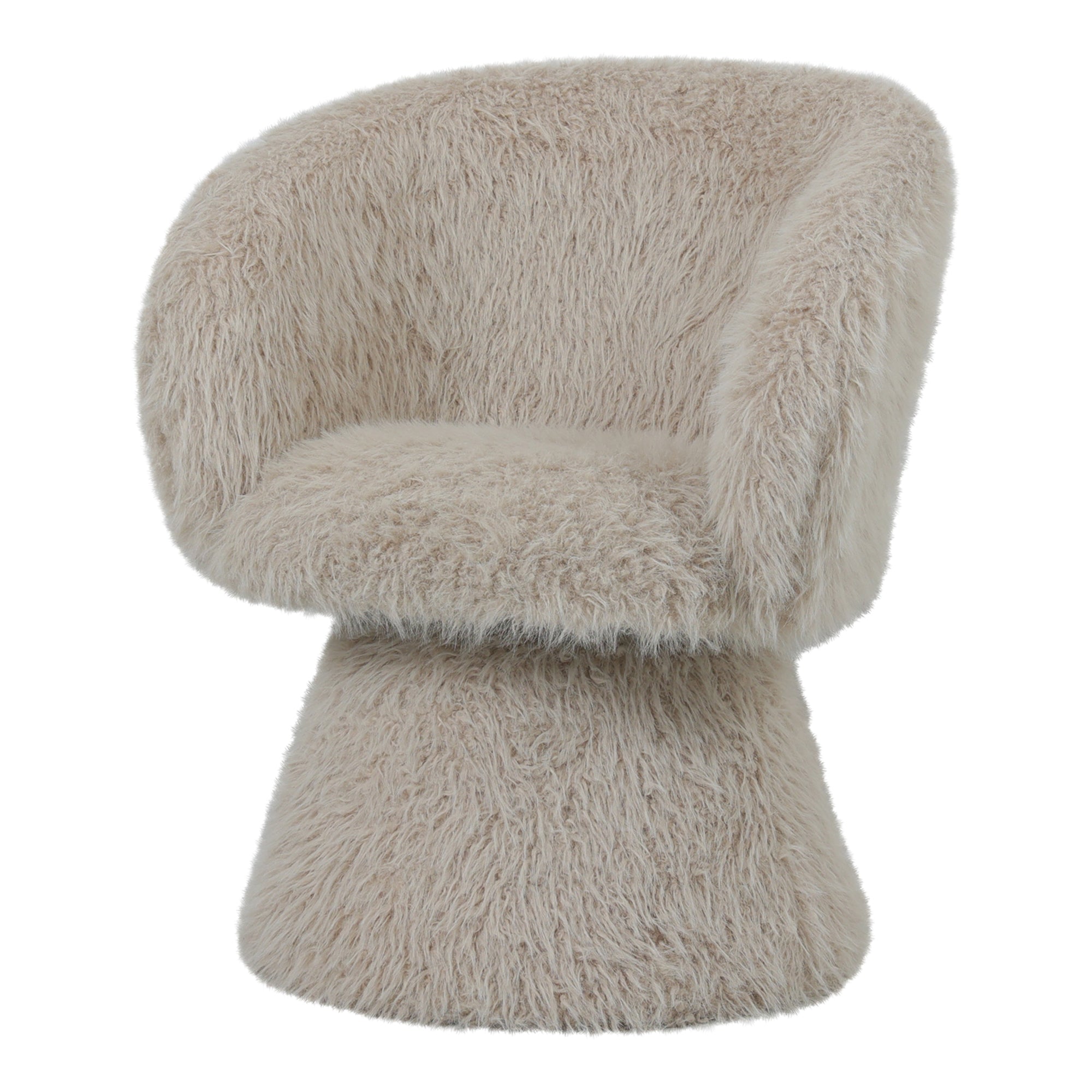 Polsterstuhl Hermes Beige Hair von PTMD, Vorderansicht mit flauschigem Bezug