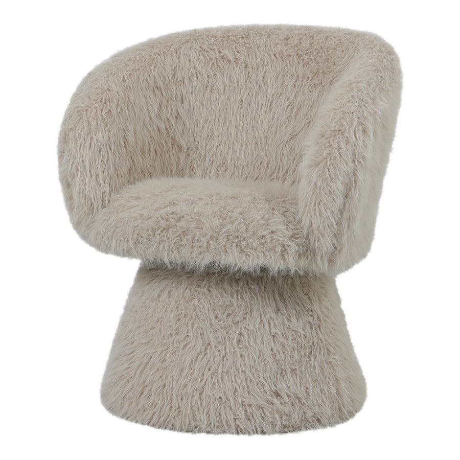 Polsterstuhl Hermes Beige Hair von PTMD, Vorderansicht mit flauschigem Bezug