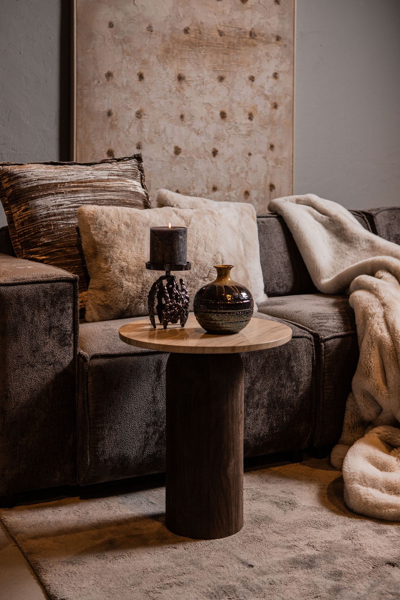 Indoor Beistelltisch Beistelltisch Liora Brown Marble aus Marmor in braun | Ptmd