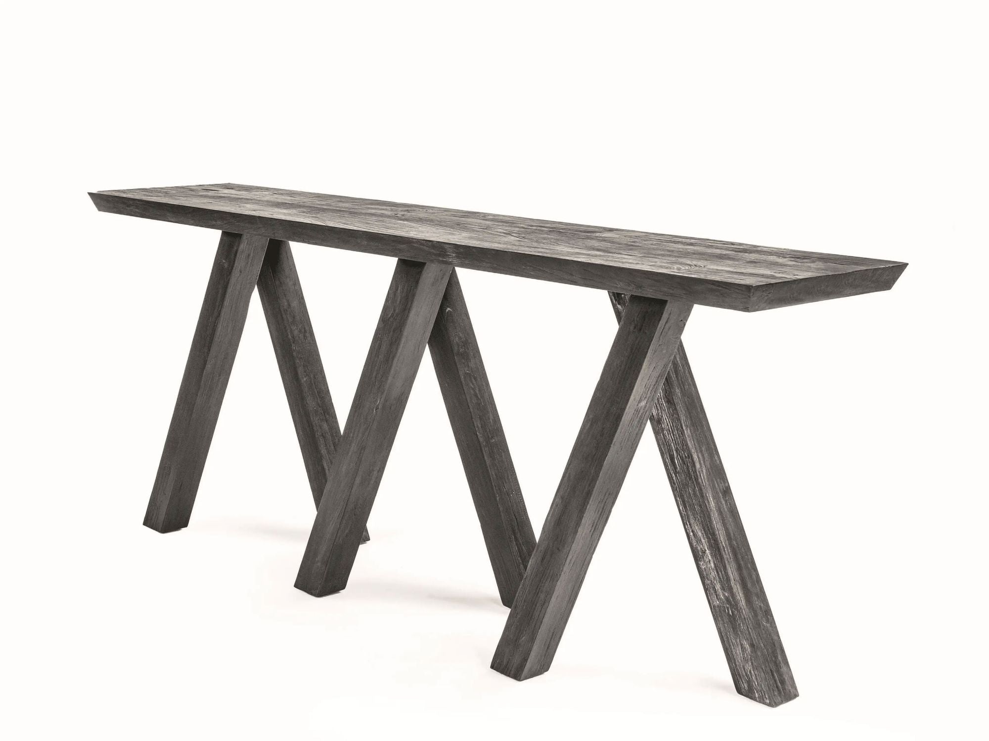 Gommaire Konsole Christo aus recyceltem Teakholz in Fume mit X-Gestell