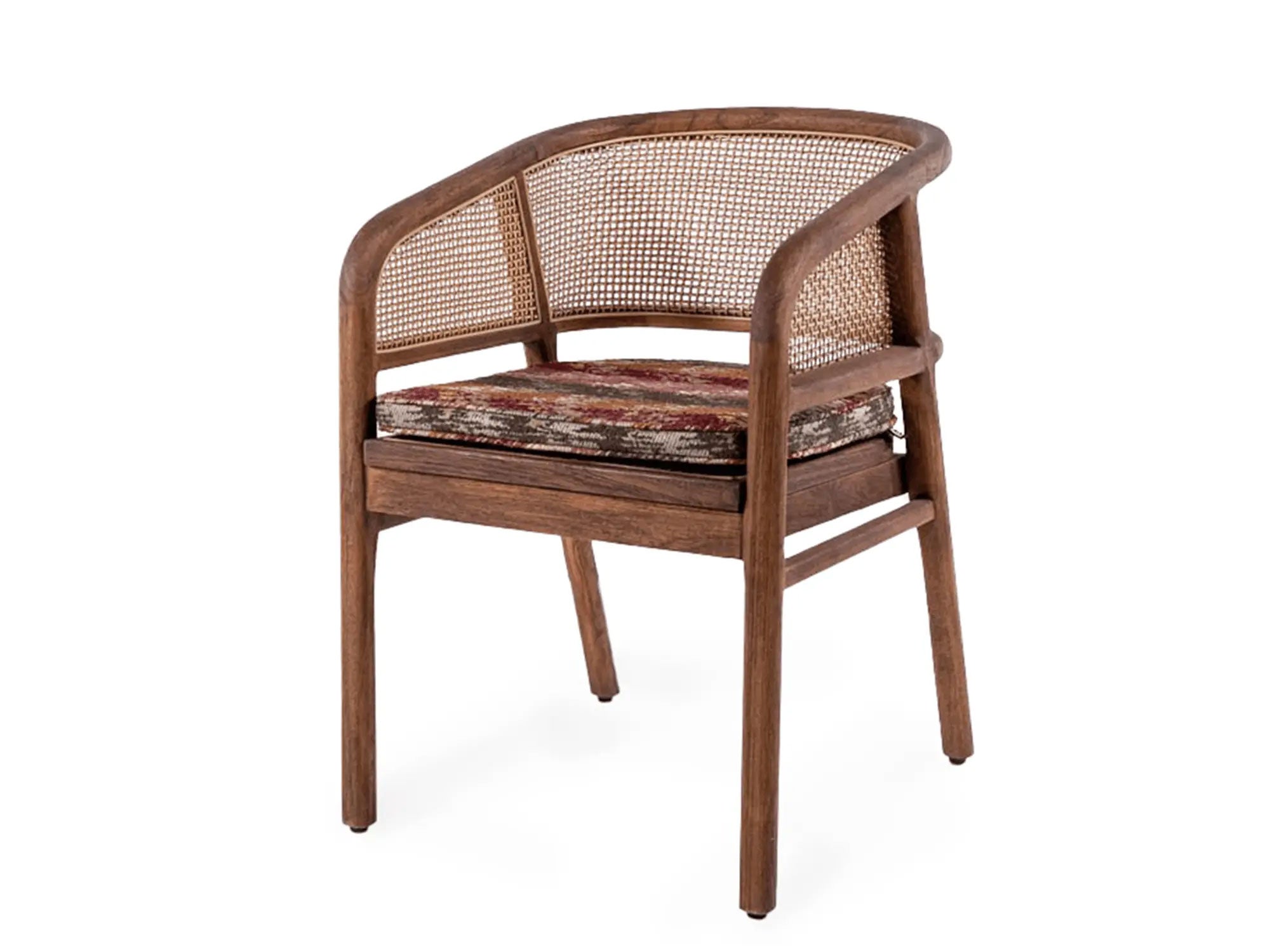 Armlehnenstuhl Imen aus Teakholz in Emas Brown mit PE Wicker – Outdoor-Stuhl aus der Gommaire Kollektion bei STUFF Shop